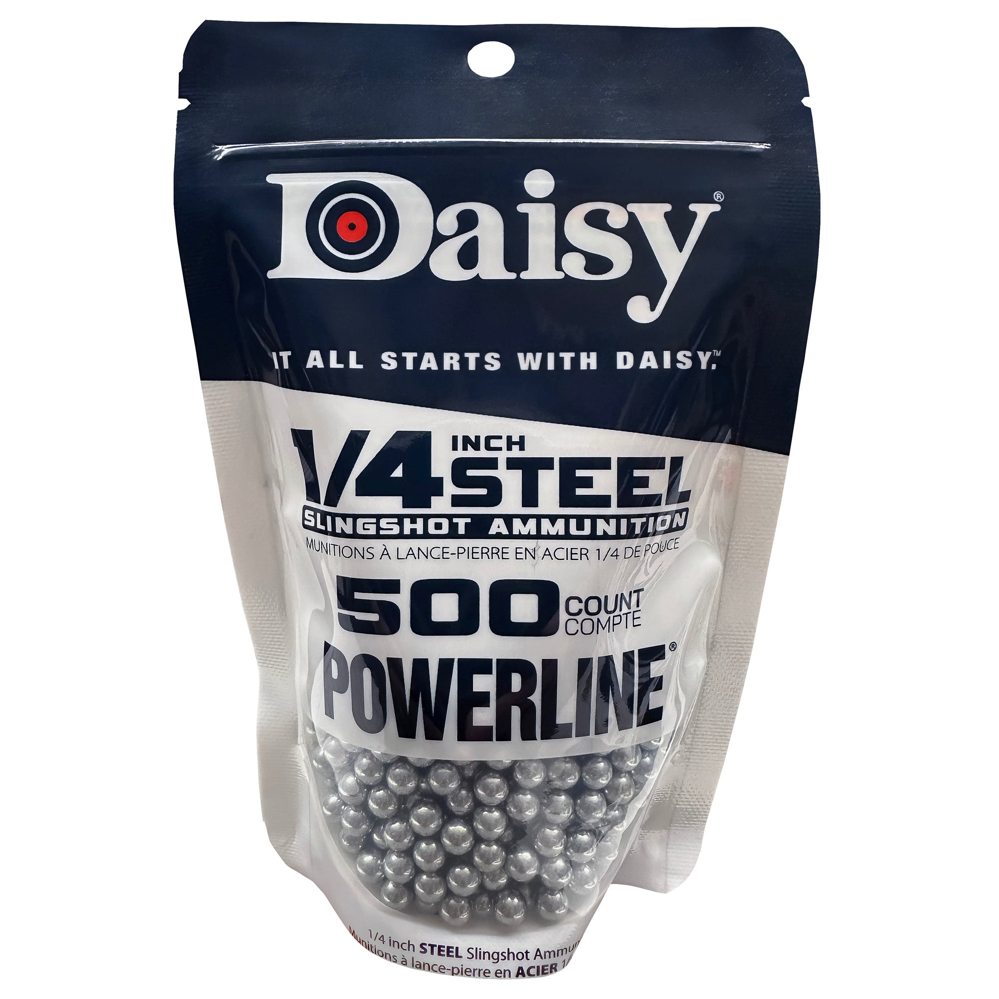 Daisy Powerline 1/4-Inch Steel Slingshot Ammo - 500 Solid Zinc-Plated Shots