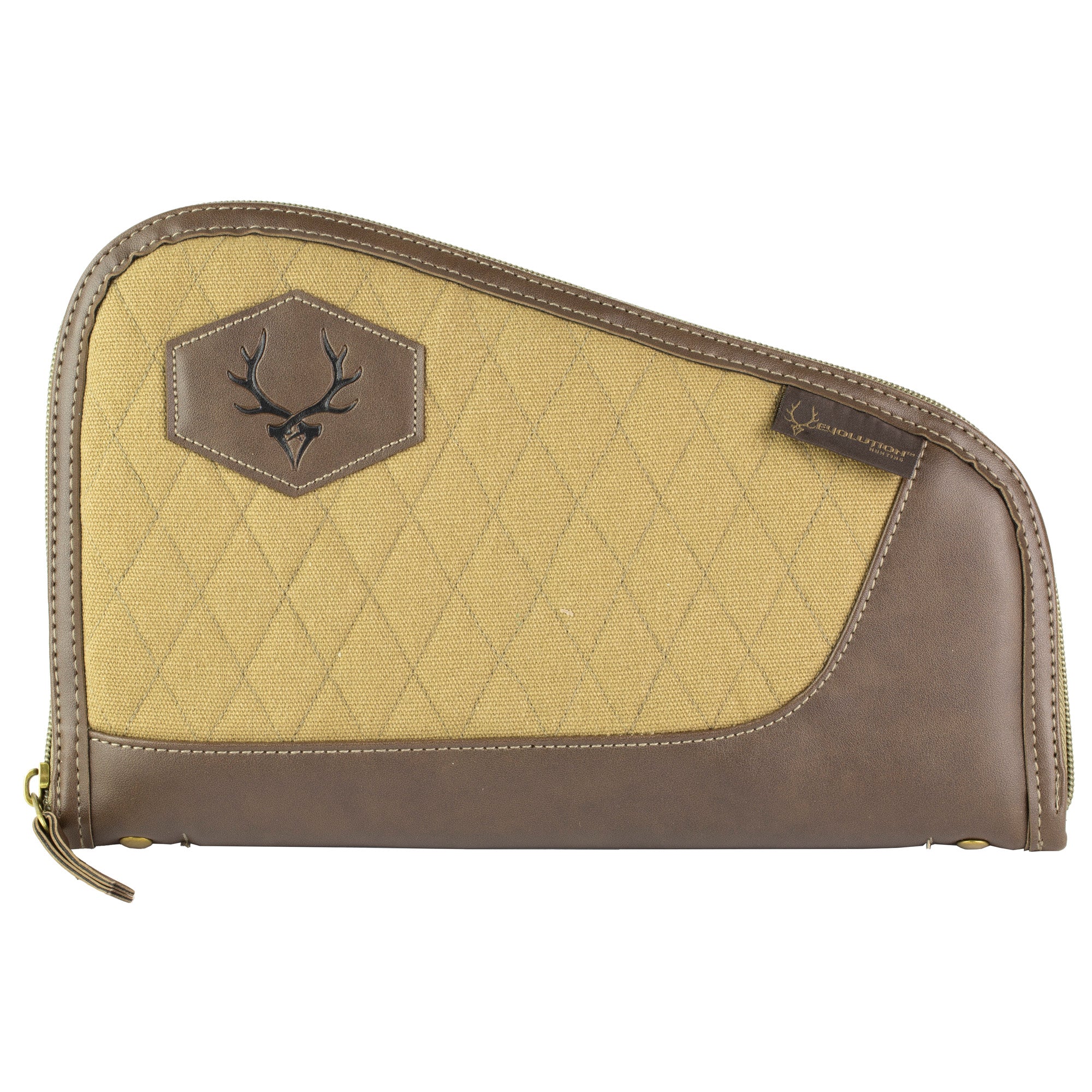 Evolution Outdoor President Series Pistol Case 12 - Brown Canvas with Antique Brass Accents