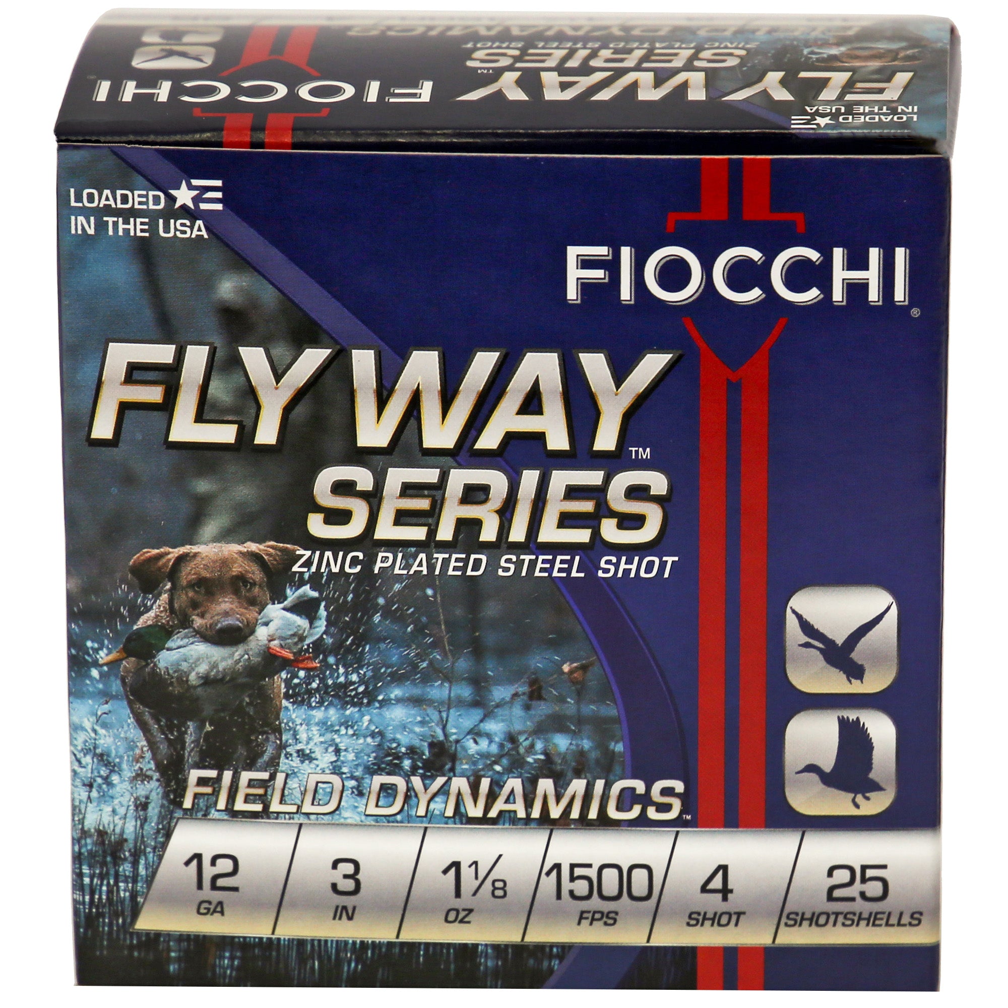 Fiocchi Ammunition 12 Gauge Flyway Steel Shotshells - #4 Steel Shot, 25 Rounds per Box
