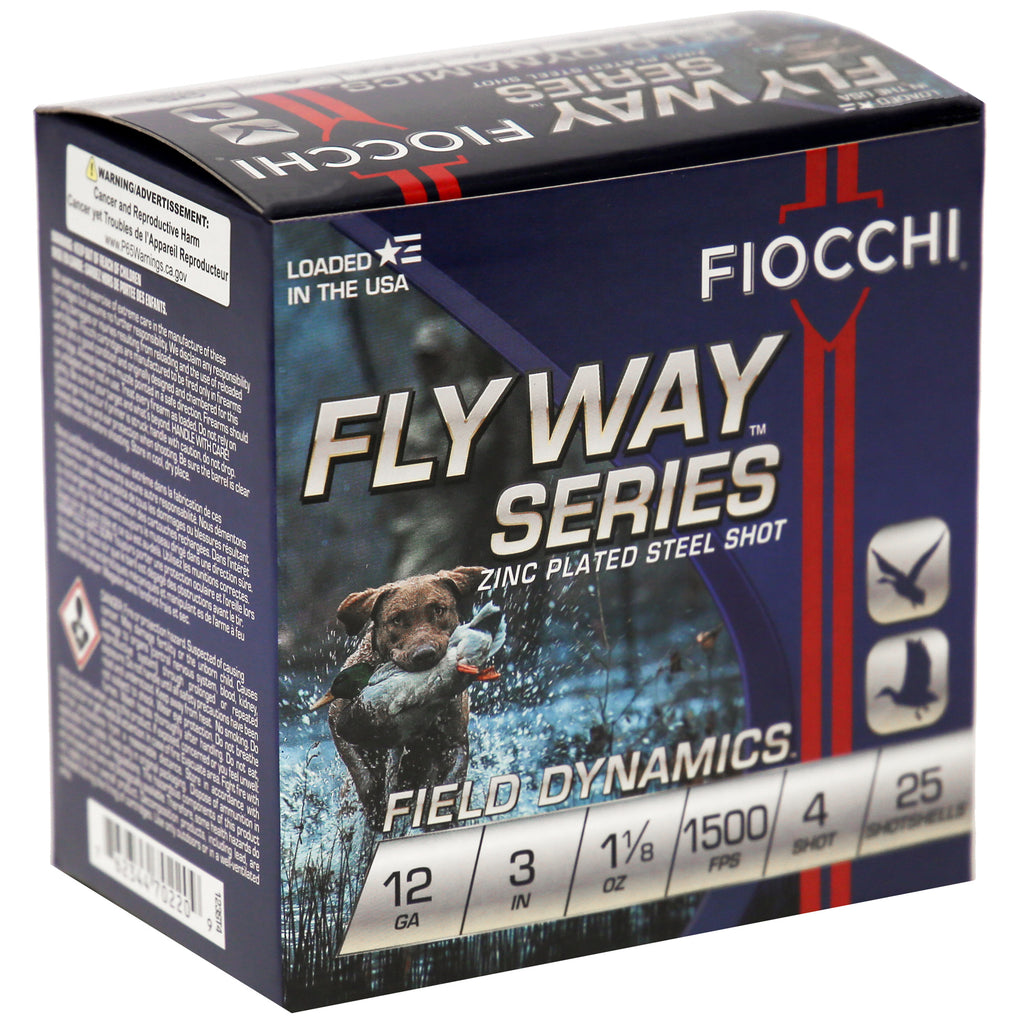 Fiocchi Ammunition 12 Gauge Flyway Steel Shotshells - #4 Steel Shot, 25 Rounds per Box