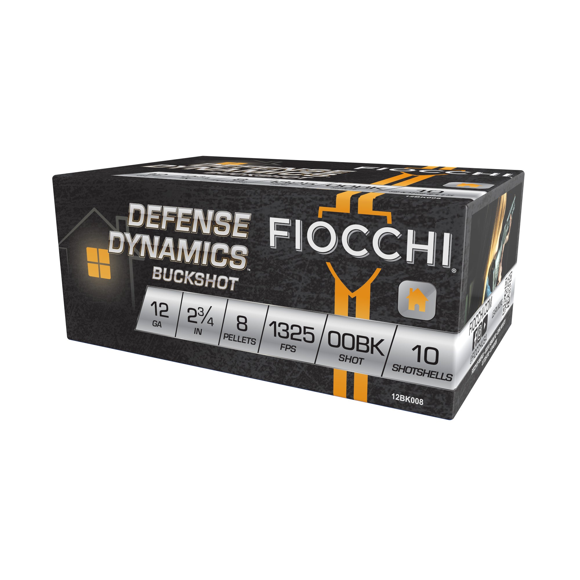 Fiocchi Defense Dynamics 12 Gauge 00 Buckshot - 8 Pellets, 2-3/4 Inch