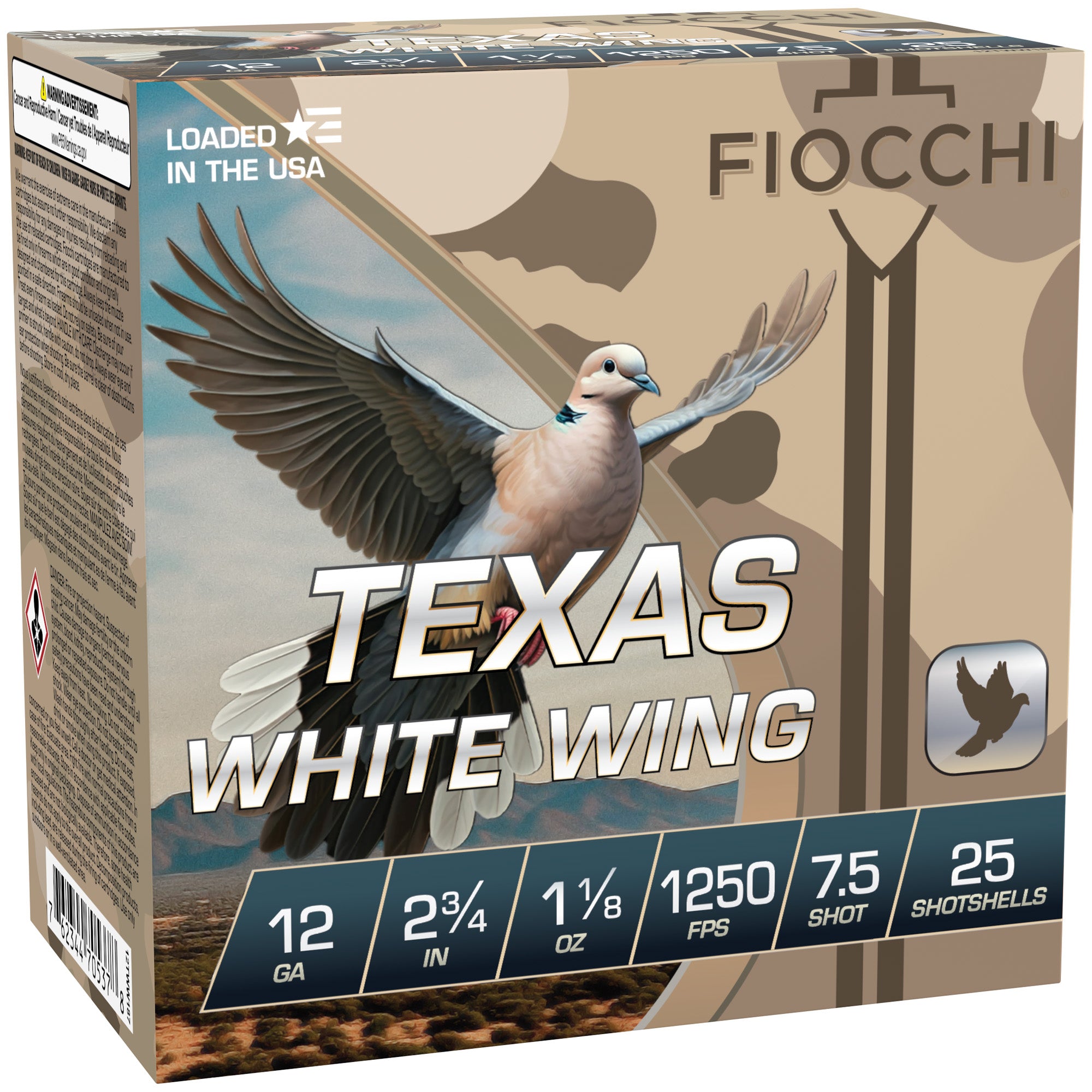 Fiocchi Ammunition Texas White Wing 12 Gauge 2.75-Inch 7.5 Shot – 100 Rounds per Box