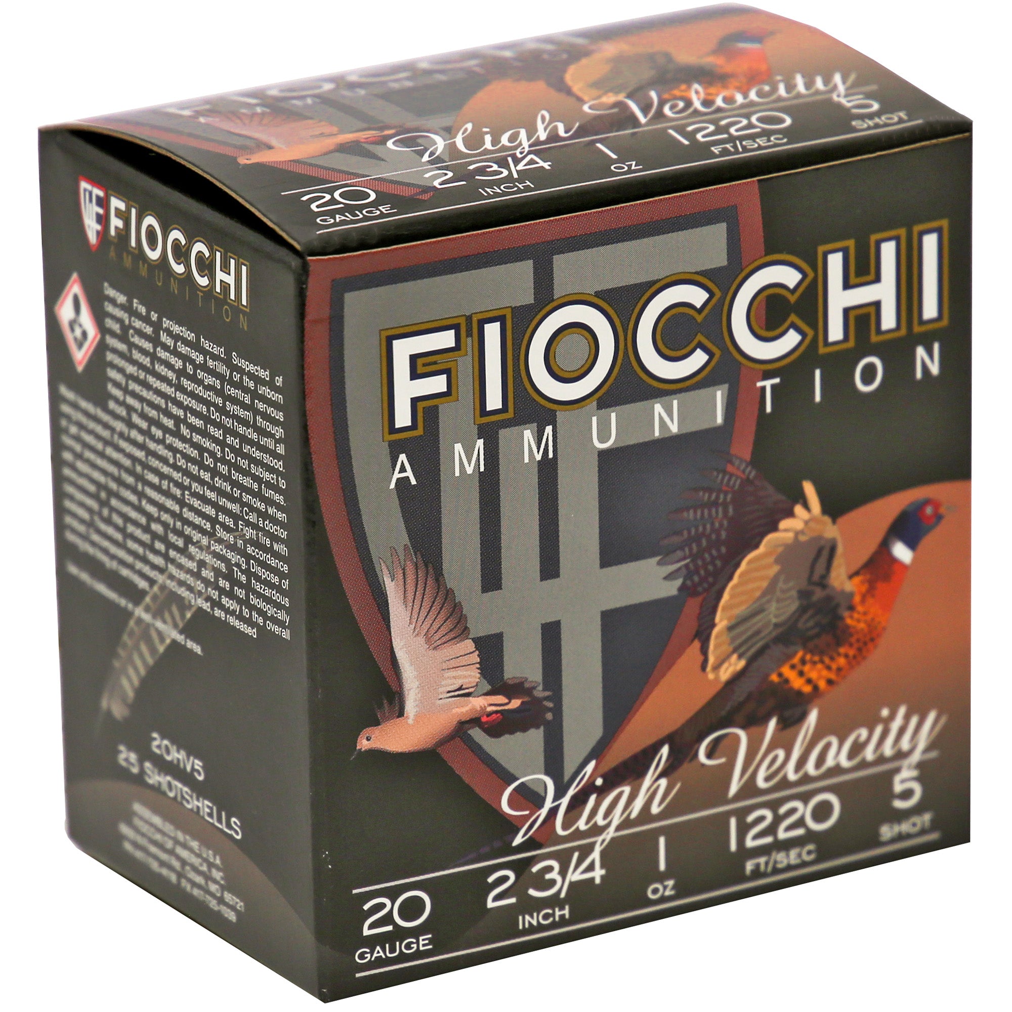 Fiocchi Ammunition 20 Gauge #5 Lead Hunting Shotshells - 25 Rounds per Box