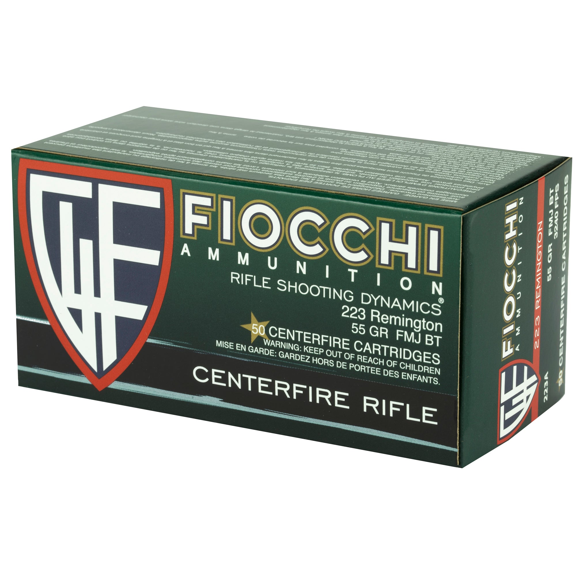 Fiocchi Ammunition 223 Remington 55 Grain FMJBT Rifle Rounds (50/Box, 1000/Case)
