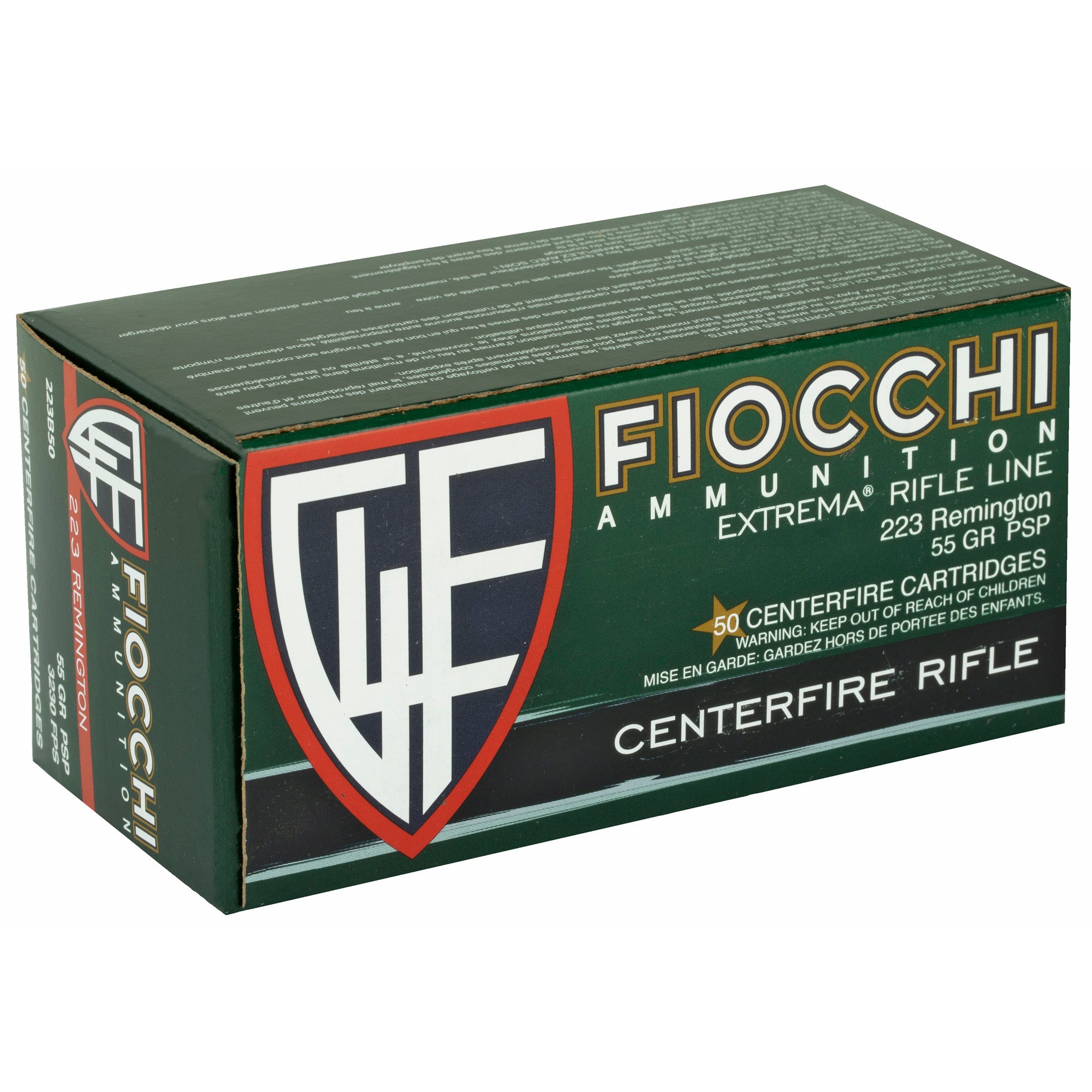 Fiocchi Ammunition 223 Remington 55 Grain Pointed Soft Point - 50 Rounds per Box