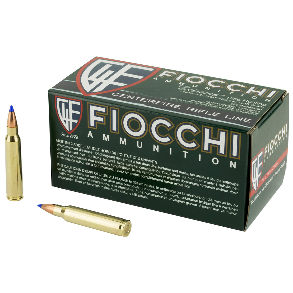 Fiocchi Ammunition 223 Remington V-Max 40-Grain Rifle Rounds (50/Box, 1000/Case)