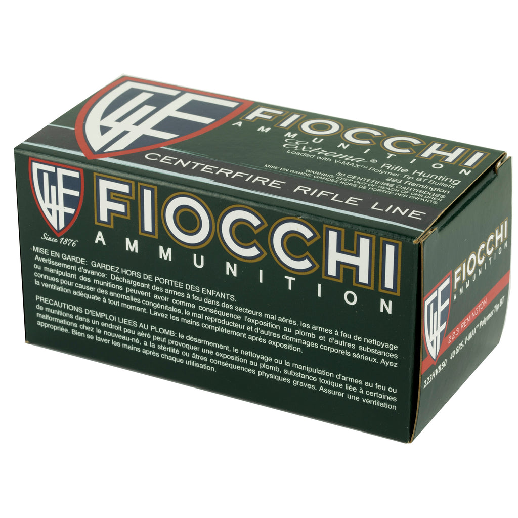 Fiocchi Ammunition 223 Remington V-Max 40-Grain Rifle Rounds (50/Box, 1000/Case)