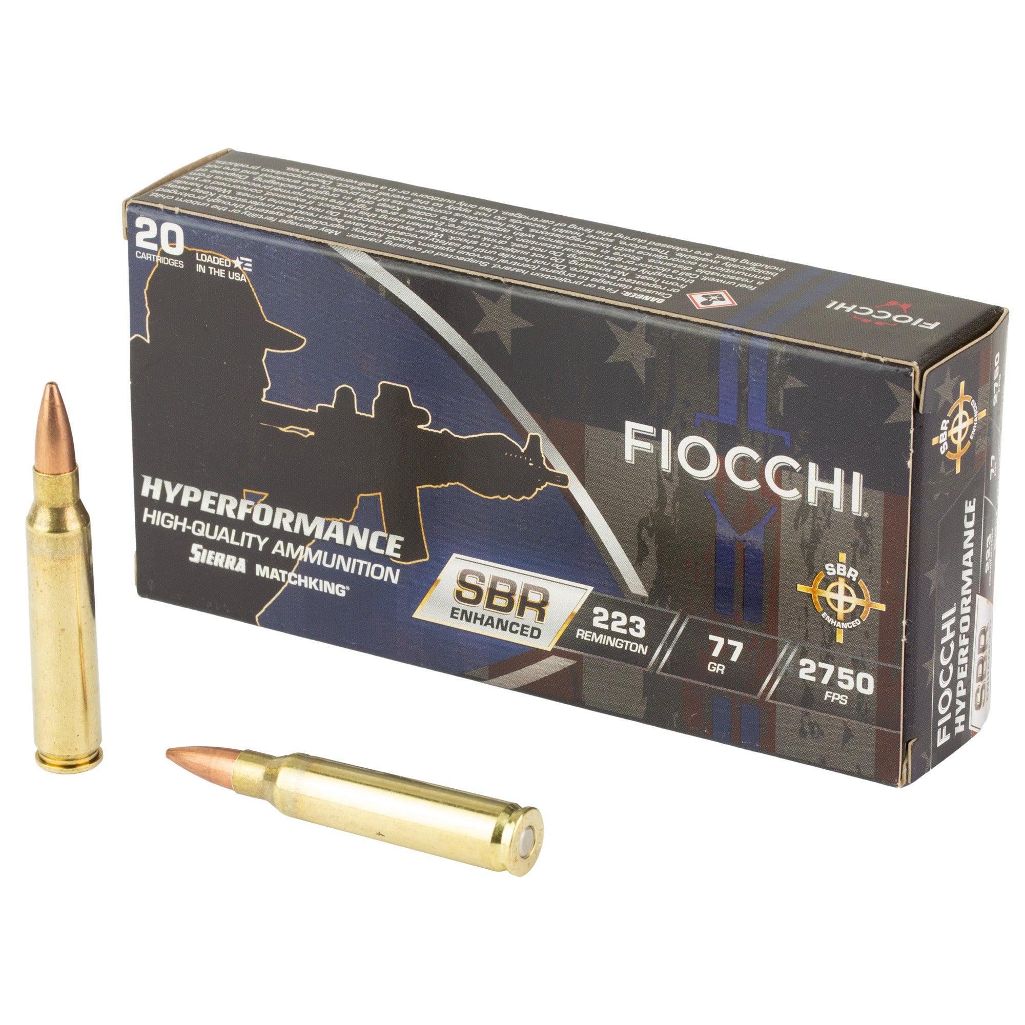 Fiocchi Ammunition Hyperformance SBR 223 Remington 77 Grain Boat Tail Hollow Point – Pack of 20 Rounds