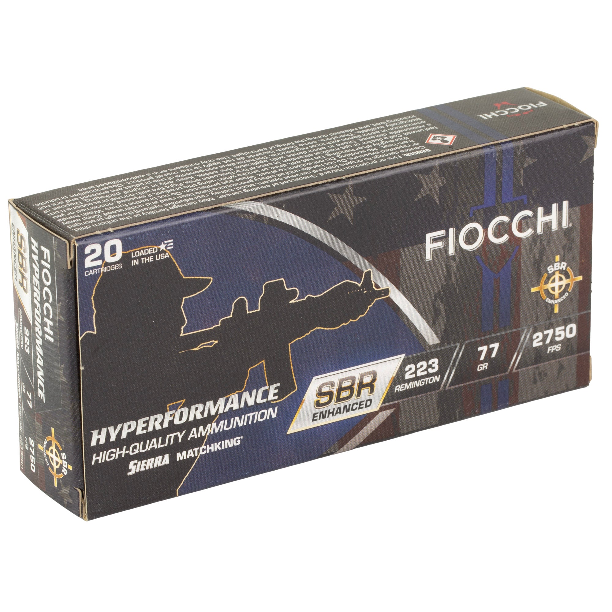 Fiocchi Ammunition Hyperformance SBR 223 Remington 77 Grain Boat Tail Hollow Point – Pack of 20 Rounds