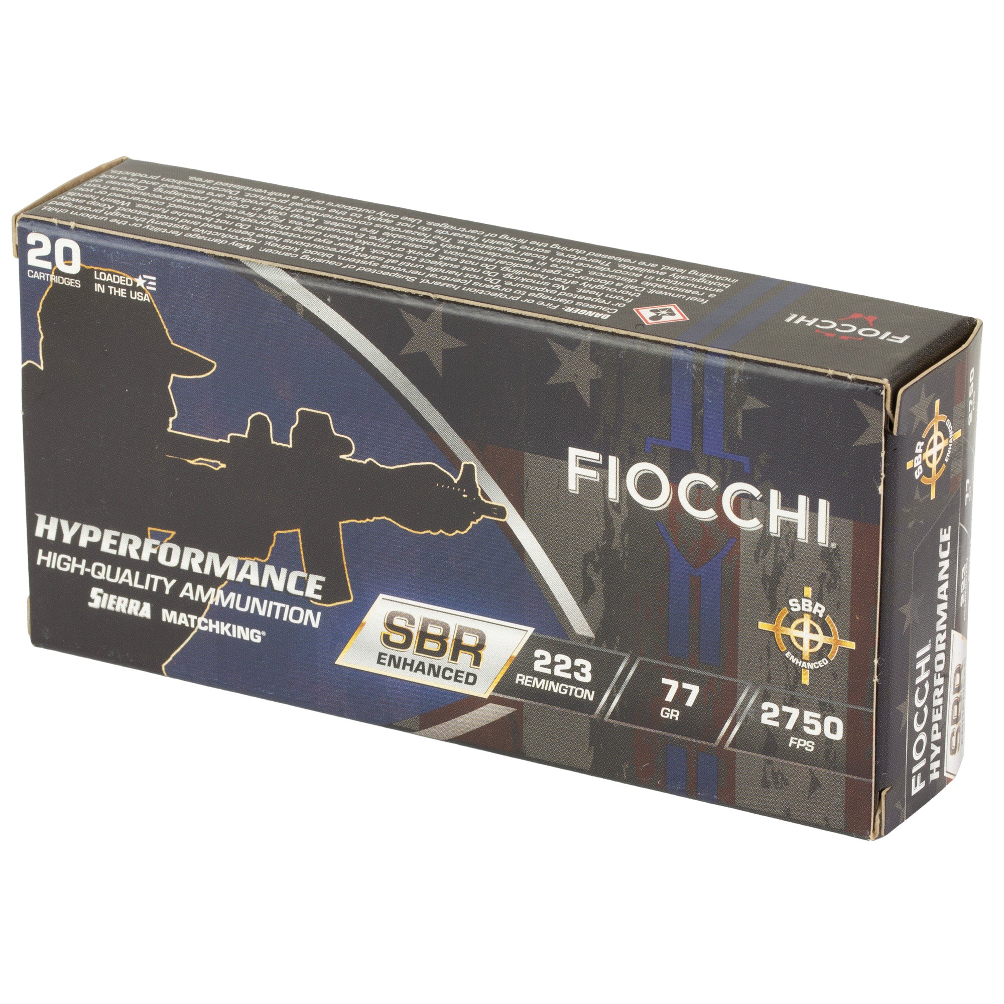 Fiocchi Ammunition Hyperformance SBR 223 Remington 77 Grain Boat Tail Hollow Point – Pack of 20 Rounds