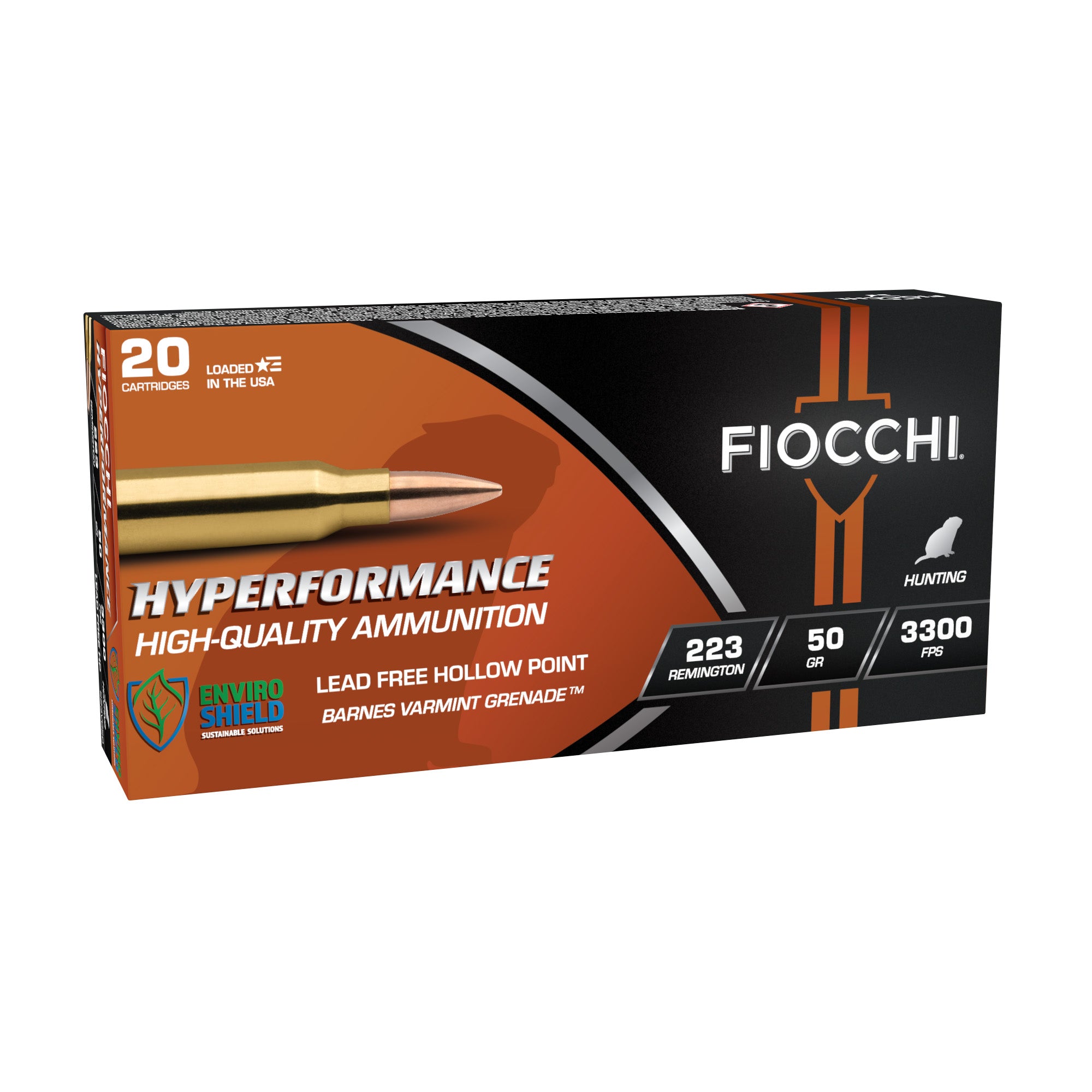 Fiocchi Ammunition Hyperformance .223 Remington Hollow Point 50 Grain, 20 Rounds per Box