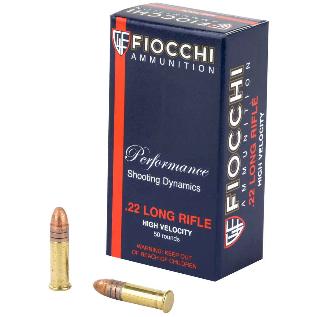 Fiocchi Ammunition 22LR 40 Grain Copper Plated Round Nose Rimfire Ammo, 50 Rounds per Box