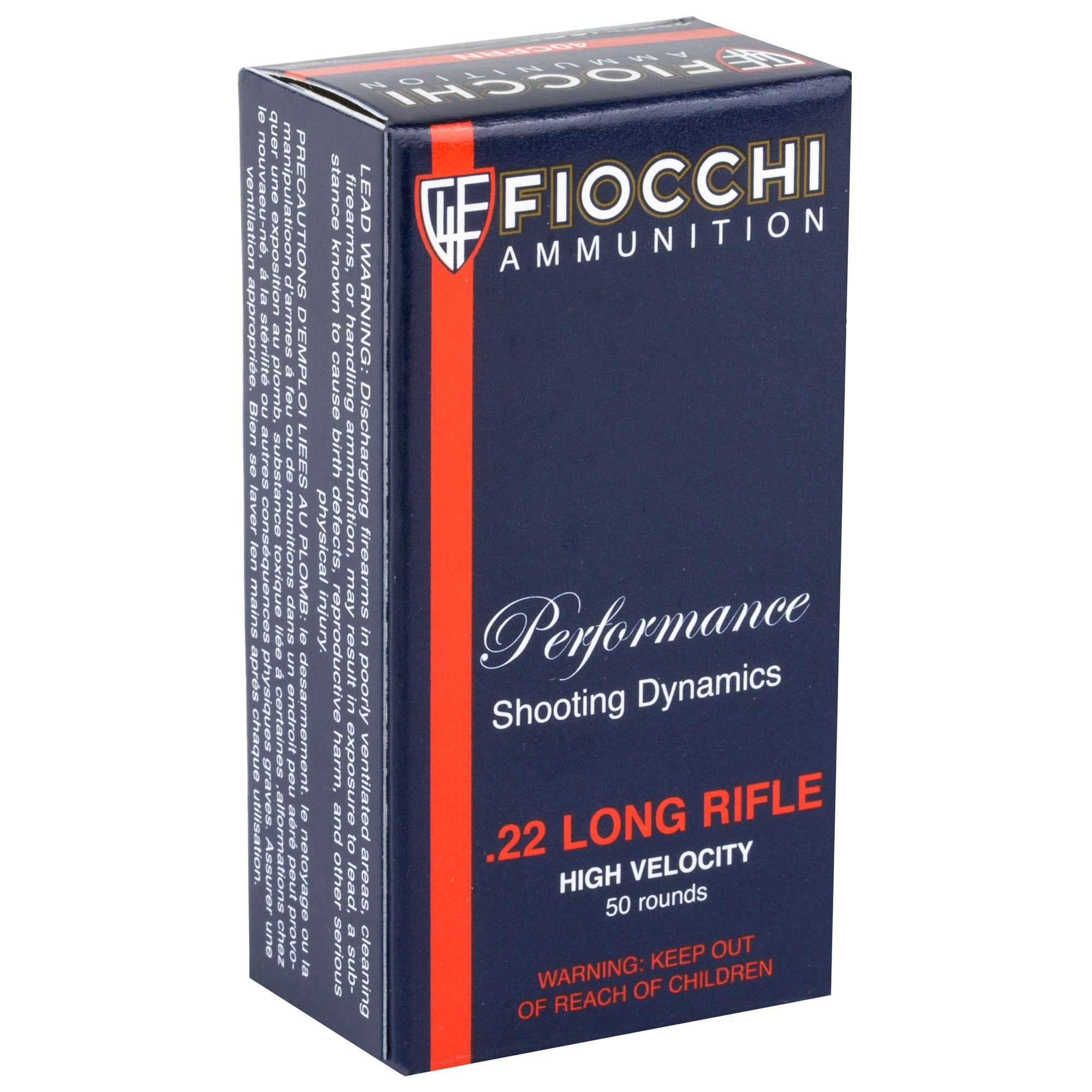 Fiocchi Ammunition 22LR 40 Grain Copper Plated Round Nose Rimfire Ammo, 50 Rounds per Box