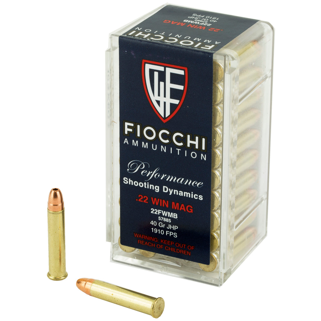 Fiocchi Ammunition 22WMR 40 Grain Hollow Point Rimfire Ammo - 50 Rounds per Box