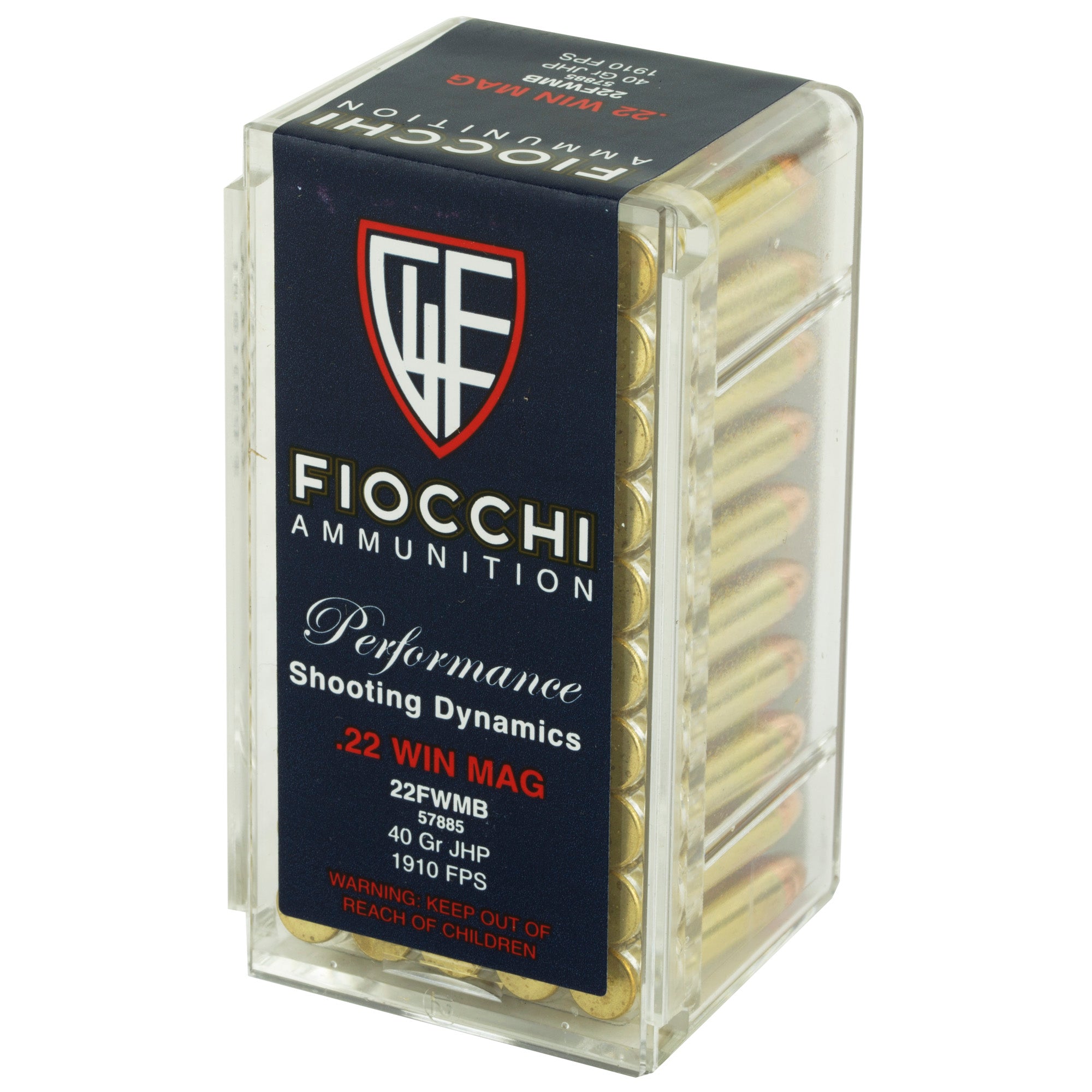 Fiocchi Ammunition 22WMR 40 Grain Hollow Point Rimfire Ammo - 50 Rounds per Box
