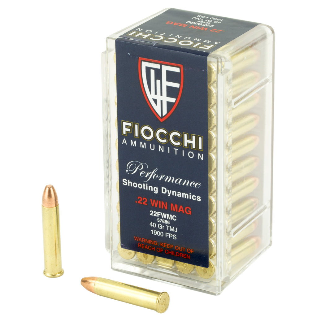 Fiocchi Ammunition 22WMR 40-Grain FMJ Rimfire Ammunition - 50 Rounds per Box