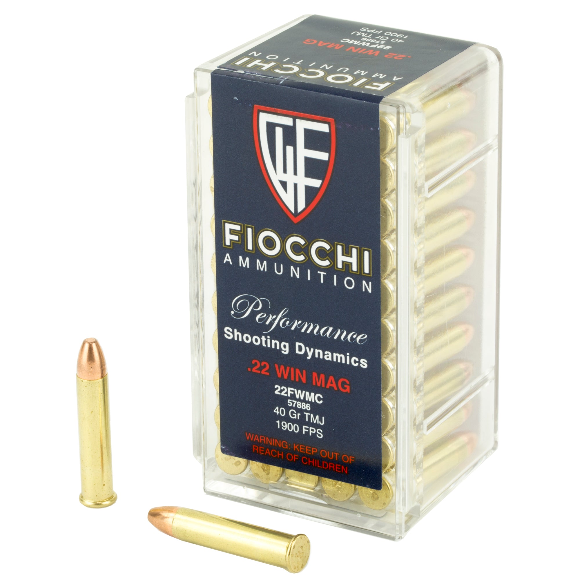 Fiocchi Ammunition 22WMR 40-Grain FMJ Rimfire Ammunition - 50 Rounds per Box