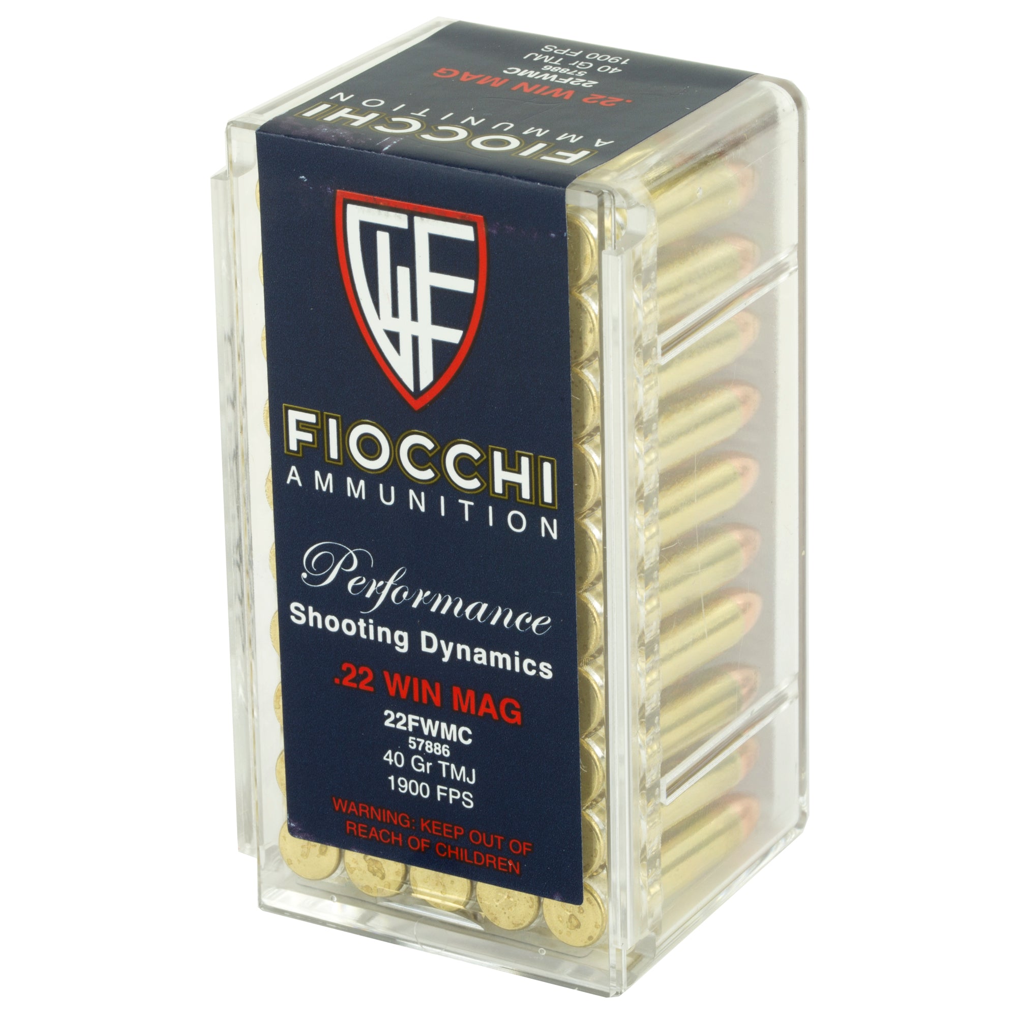 Fiocchi Ammunition 22WMR 40-Grain FMJ Rimfire Ammunition - 50 Rounds per Box