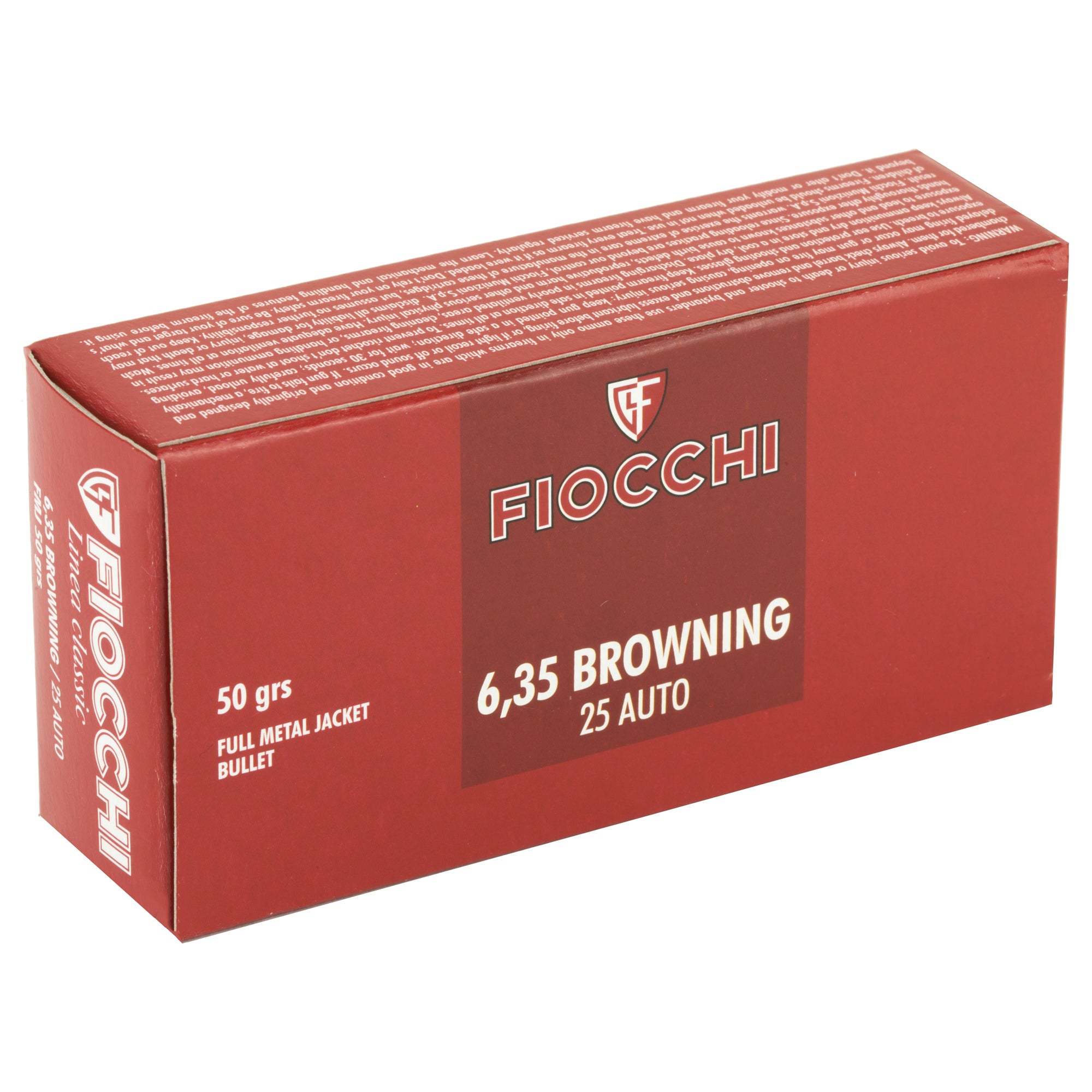 Fiocchi Ammunition 25 ACP Centerfire Pistol Full Metal Jacket, 50 Grain, Box of 50