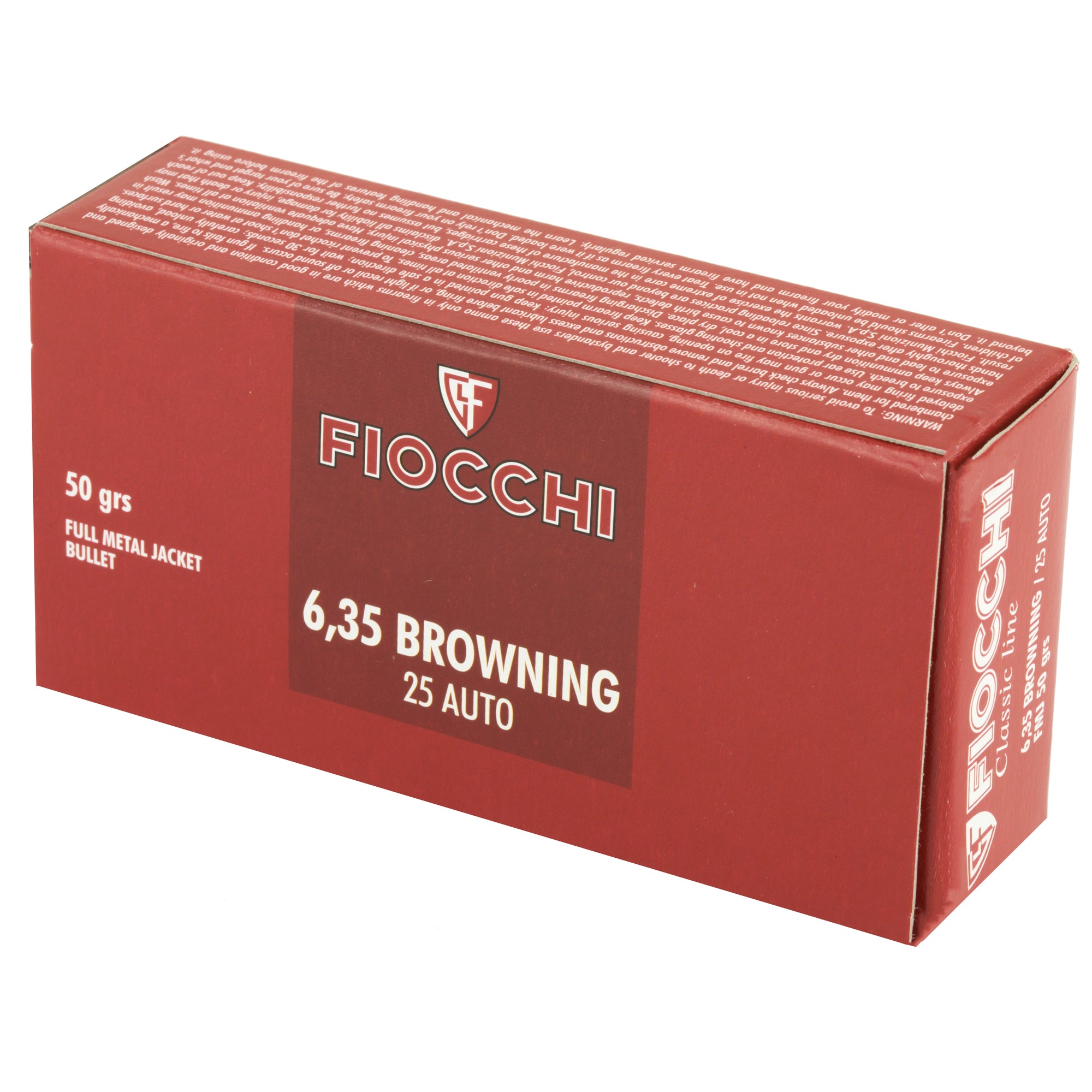 Fiocchi Ammunition 25 ACP Centerfire Pistol Full Metal Jacket, 50 Grain, Box of 50