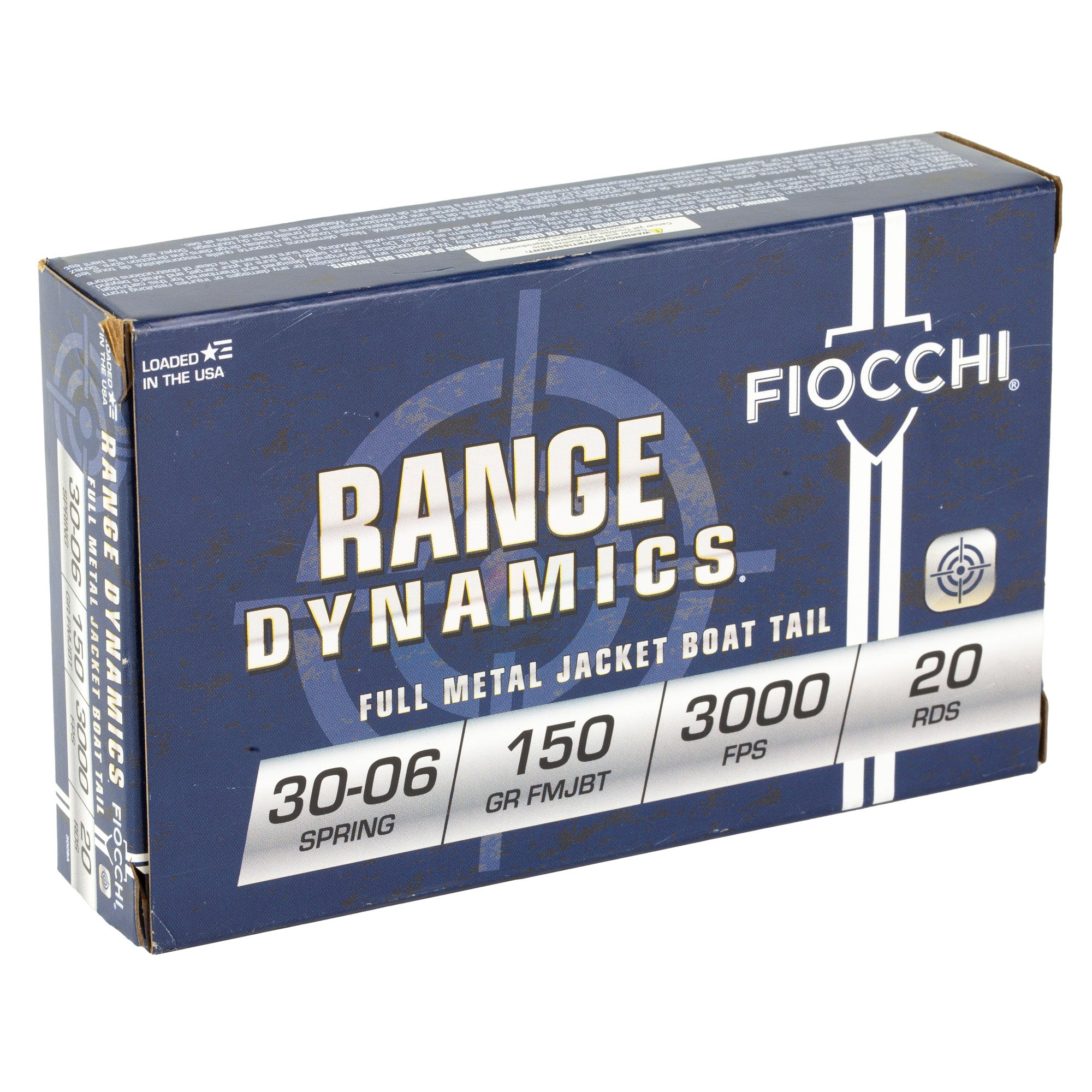 Fiocchi Ammunition 30-06 Springfield 150-Grain FMJ Boat Tail - Pack of 20, Case of 200