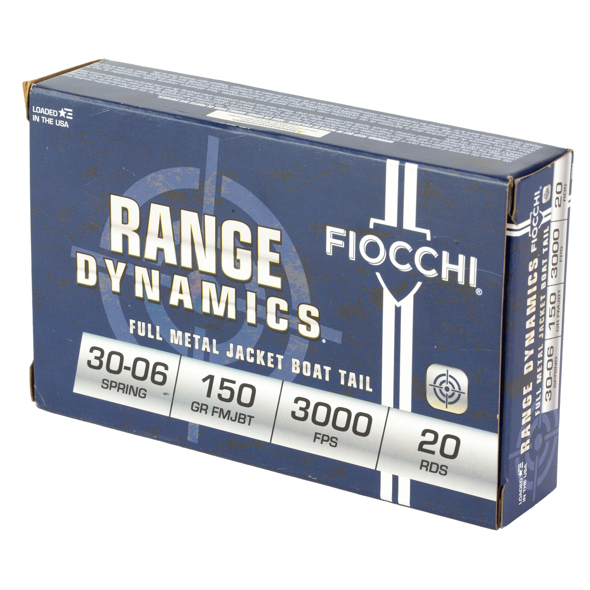 Fiocchi Ammunition 30-06 Springfield 150-Grain FMJ Boat Tail - Pack of 20, Case of 200