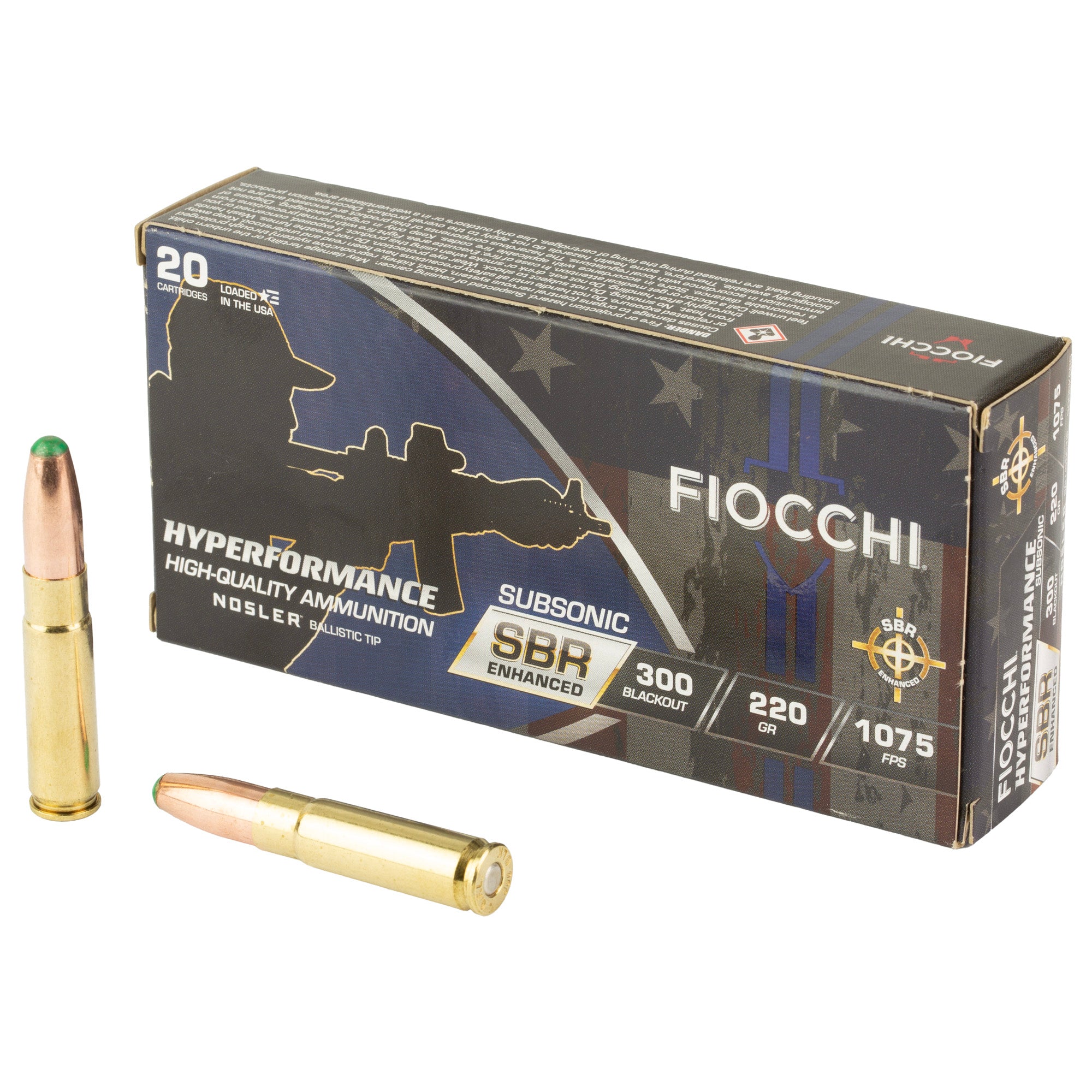 Fiocchi Ammunition Hyperformance SBR 300 Blackout 220-Grain Boat Tail – 20 Rounds Per Box