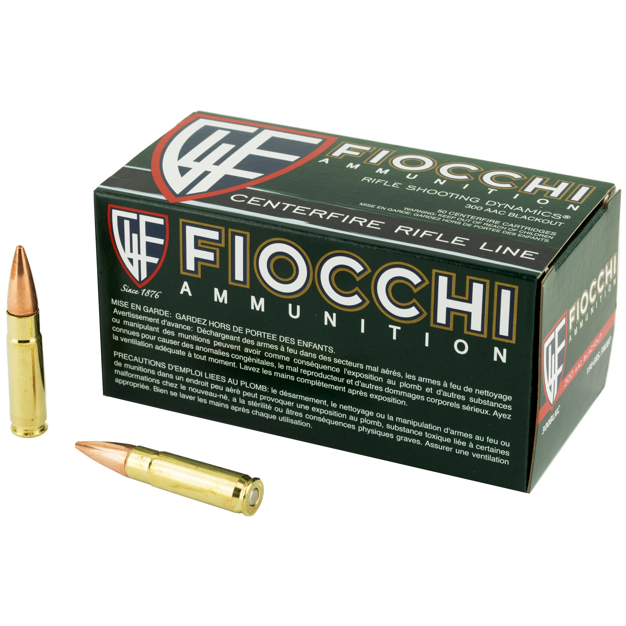 Fiocchi Ammunition 300 Blackout 150-Grain FMJBT Rifle Ammo, 50 Rounds per Box