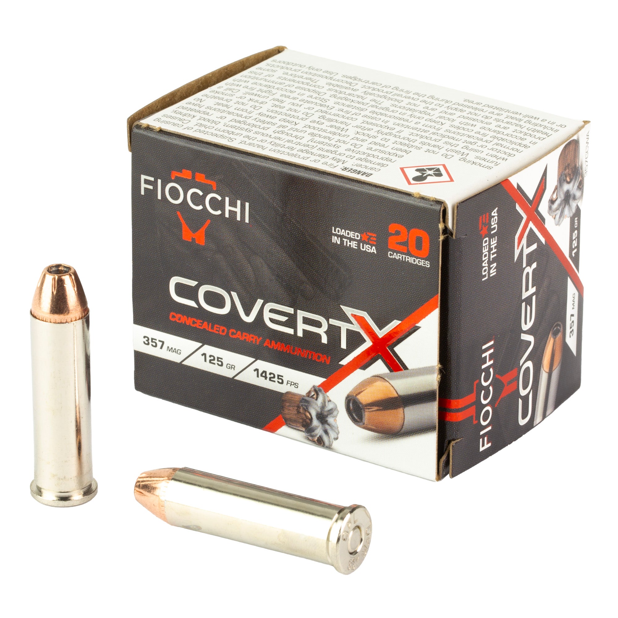 Fiocchi Ammunition Covert X .357 Magnum 125 Grain Hollow Point Ammunition - 20 Rounds per Box