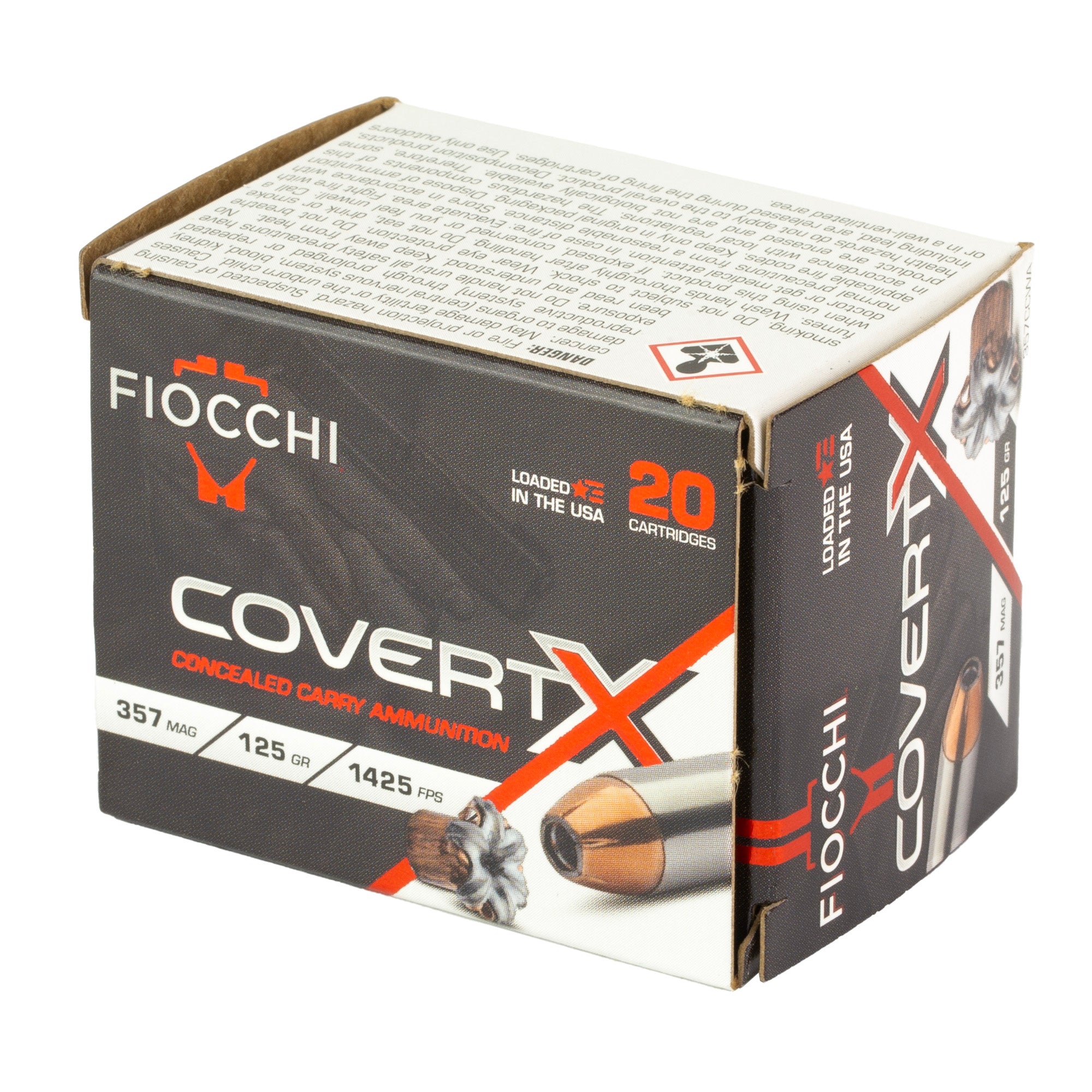 Fiocchi Ammunition Covert X .357 Magnum 125 Grain Hollow Point Ammunition - 20 Rounds per Box