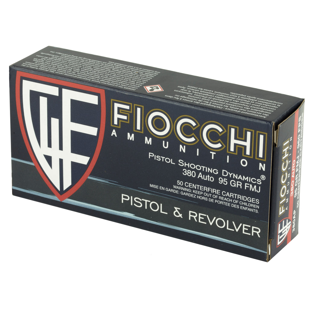 Fiocchi Ammunition 380 ACP 95 Grain FMJ Centerfire Pistol Rounds, 50 Rounds Per Box