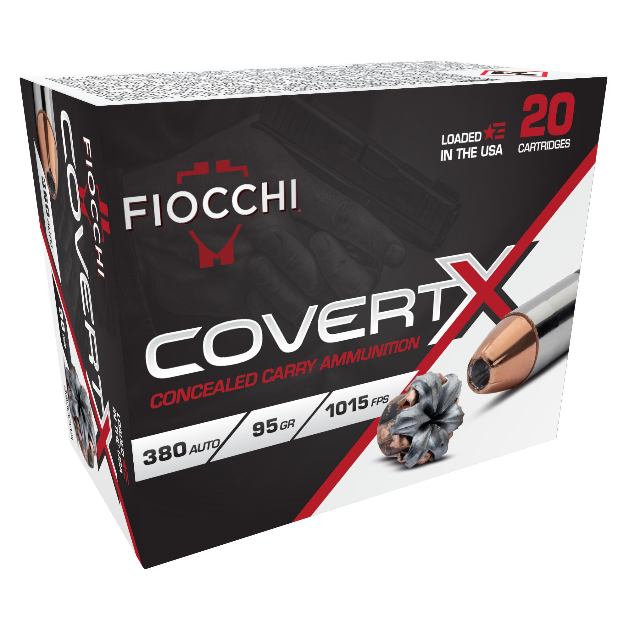 Fiocchi Ammunition Covert X 380 ACP 95-Grain Hollow Point - 20 Rounds per Box