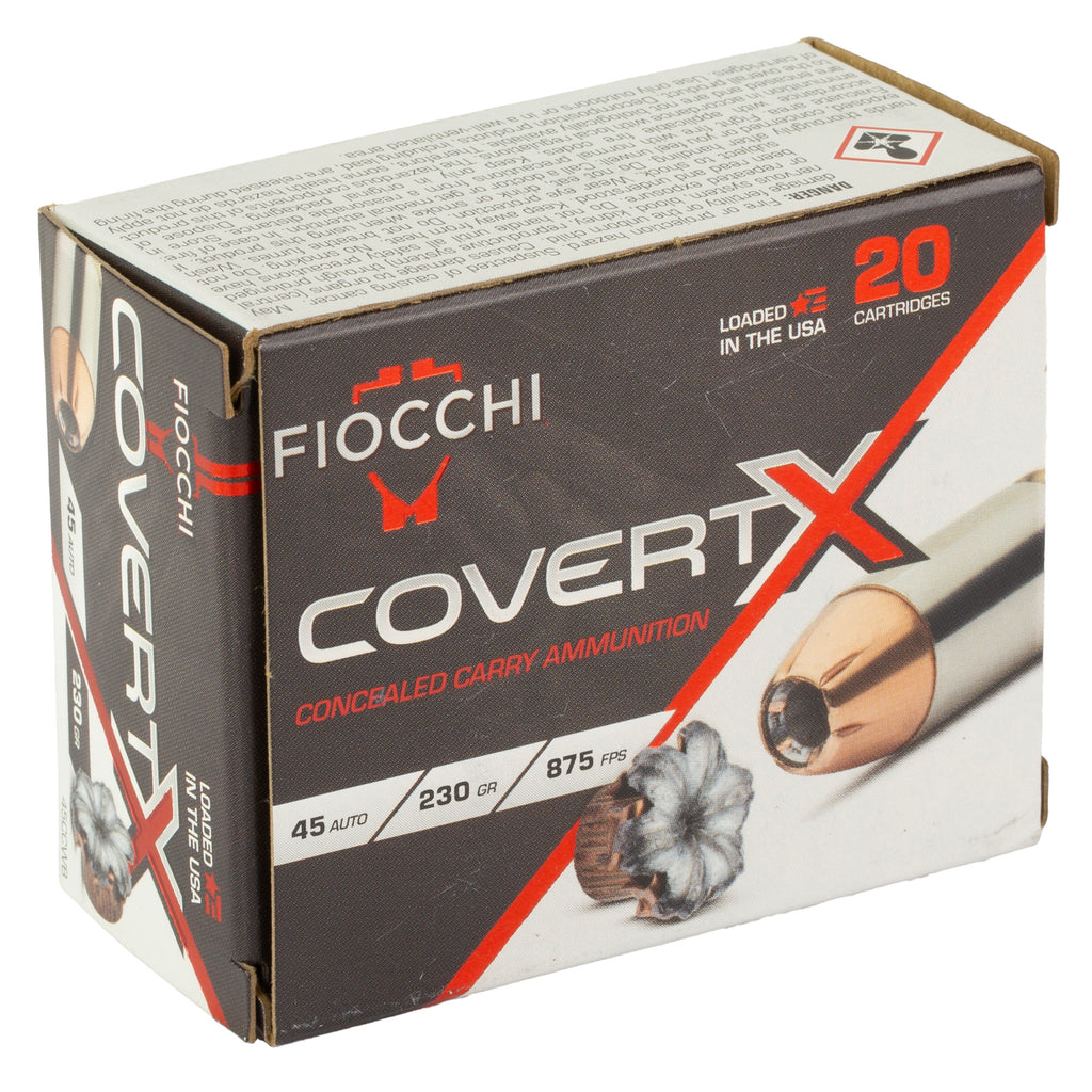 Fiocchi Ammunition Covert X .45 ACP 230-Grain Jacketed Hollow Point Ammo (20/200)