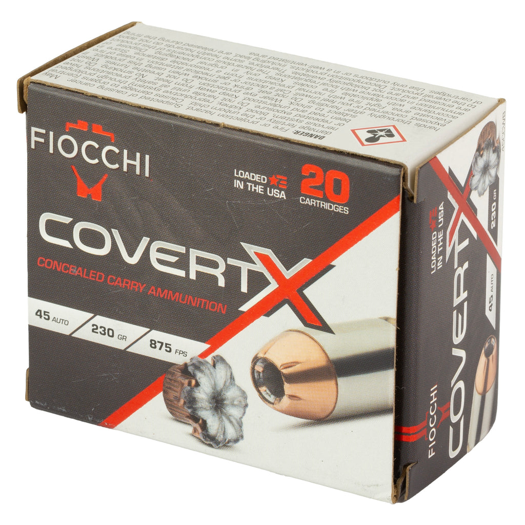 Fiocchi Ammunition Covert X .45 ACP 230-Grain Jacketed Hollow Point Ammo (20/200)