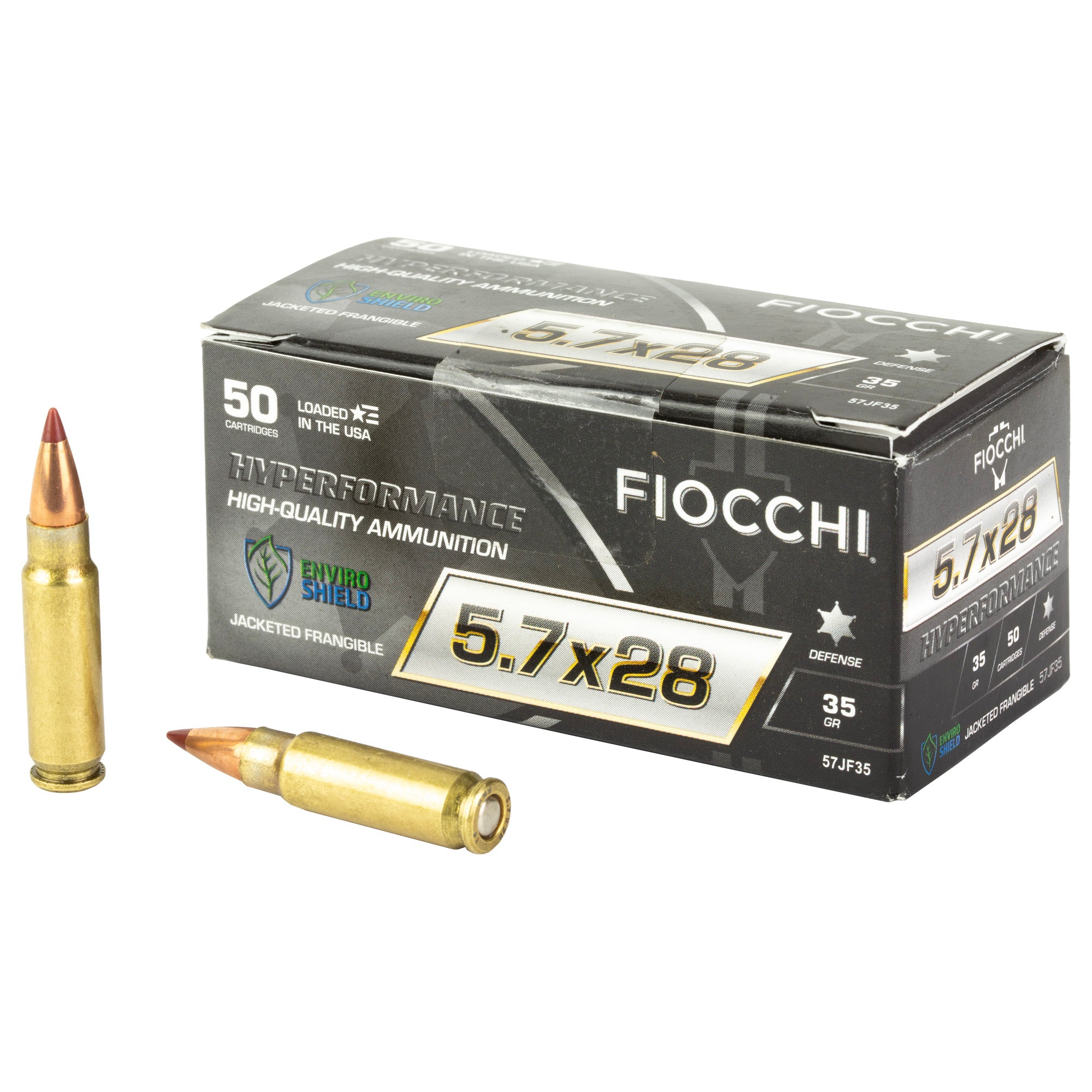 Fiocchi Ammunition Hyperformance 5.7x28mm Frangible Cartridge – 35 Grain Copper Core with Polymer Tip