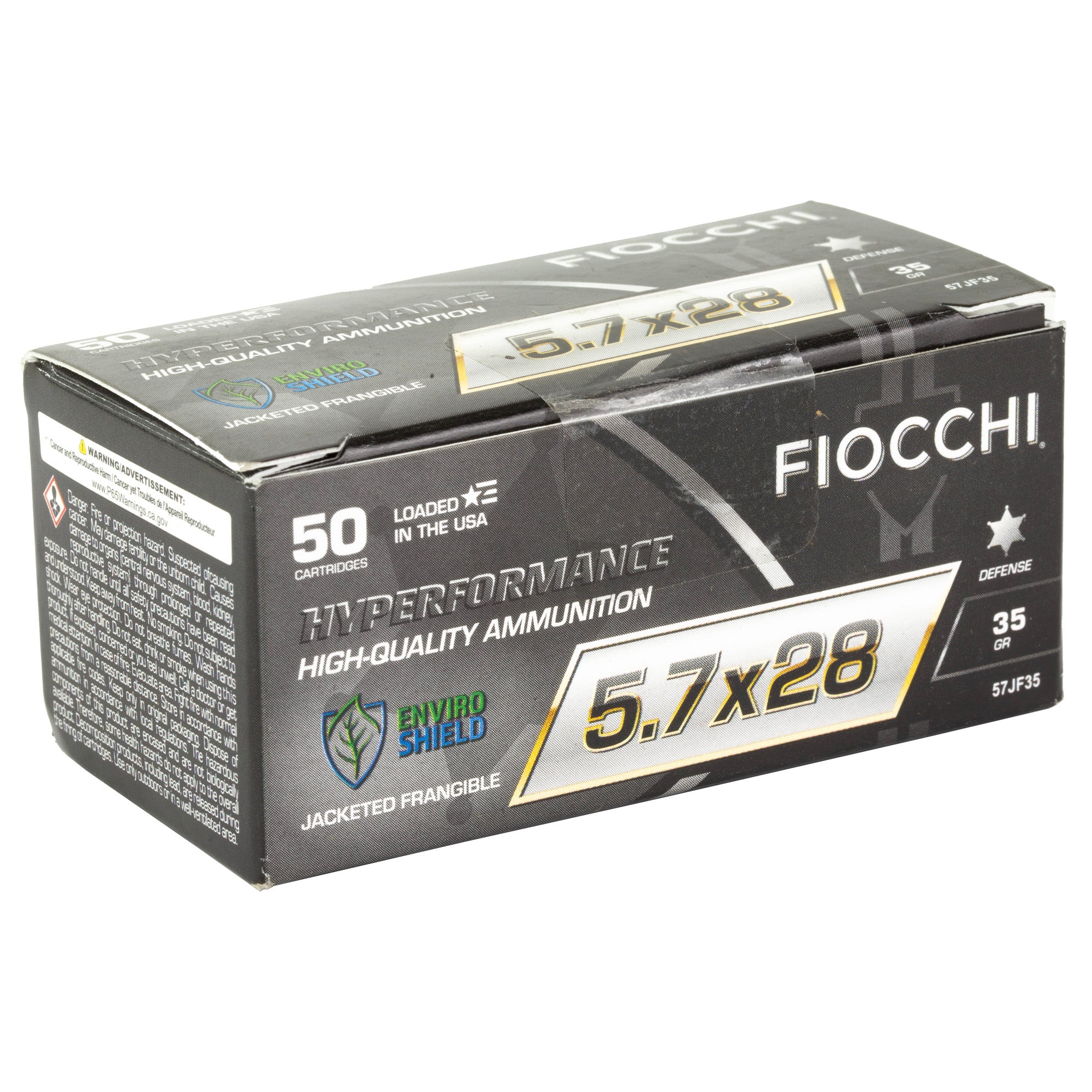 Fiocchi Ammunition Hyperformance 5.7x28mm Frangible Cartridge – 35 Grain Copper Core with Polymer Tip