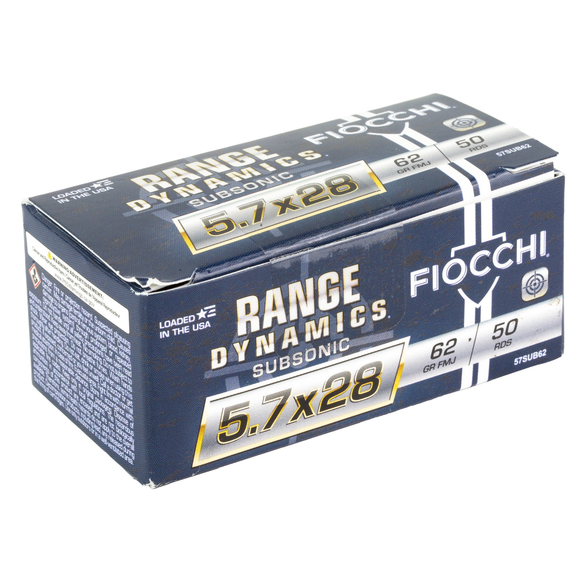 Fiocchi Range Dynamics 5.7x28mm 62-Grain FMJ Ammunition (50 Rounds per Box)