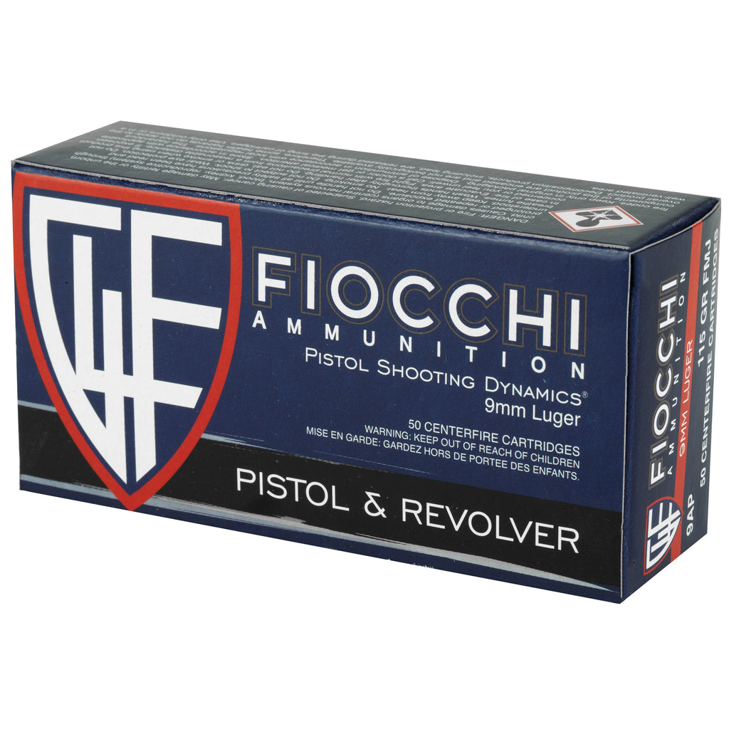 Fiocchi Ammunition 9mm 147 Grain FMJ Centerfire Pistol Cartridges, 50 Rounds per Box