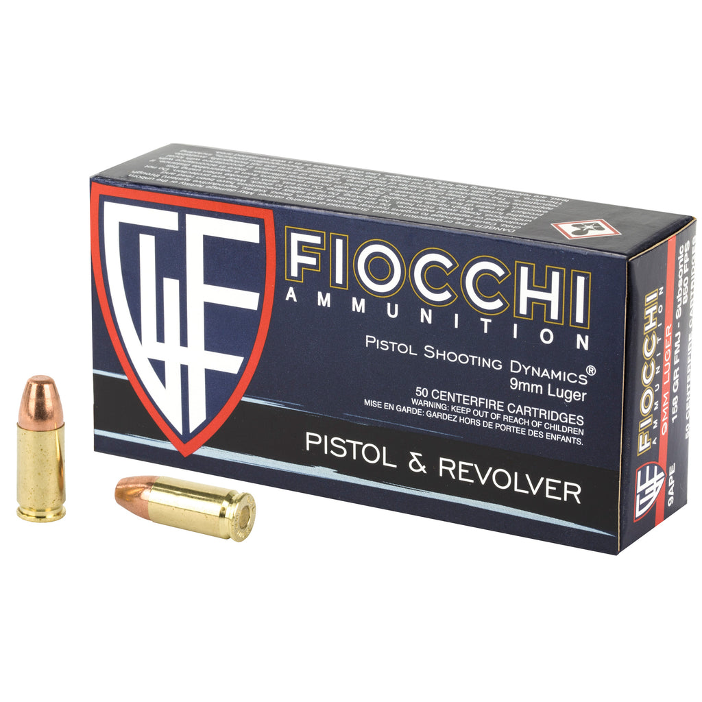 Fiocchi Ammunition 9mm 158 Grain FMJ Centerfire Pistol - Reliable Full Metal Jacket Ammo
