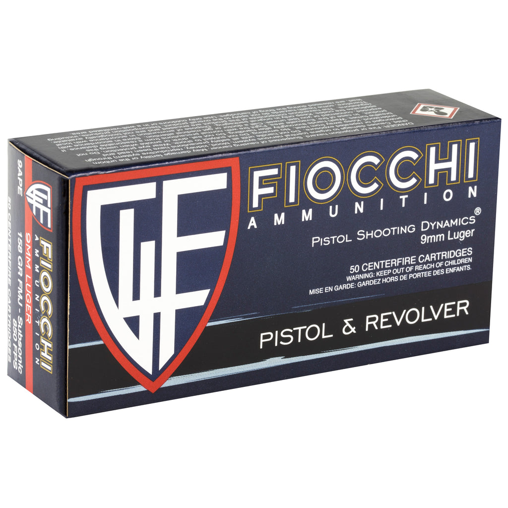 Fiocchi Ammunition 9mm 158 Grain FMJ Centerfire Pistol - Reliable Full Metal Jacket Ammo