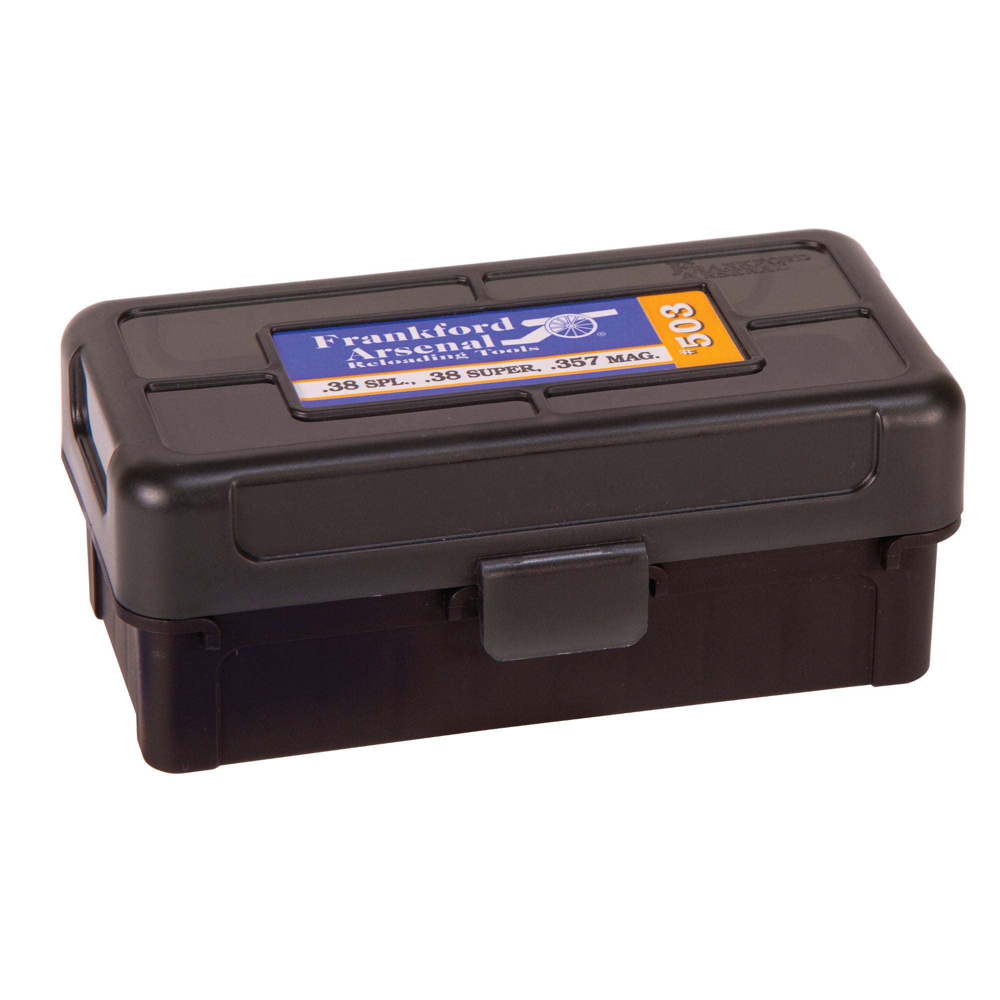 Frankford Arsenal Hinge-Top Ammo Box for 38/357 Caliber - 50 Rounds Storage Container