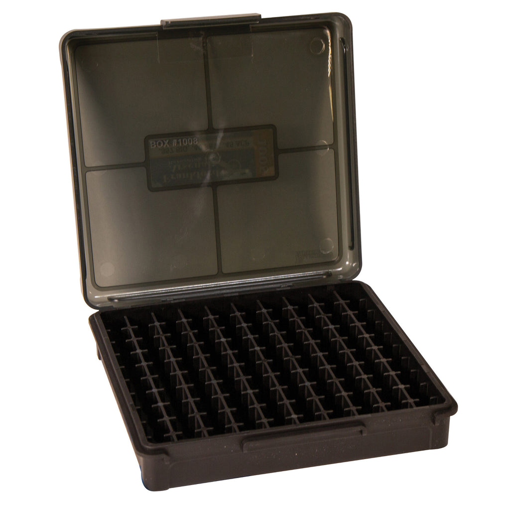 Frankford Arsenal Hinge-Top Ammo Box for 10mm Auto, 40 S&W, 45 ACP, and 45 Auto Rim - Durable Plastic Storage Solution