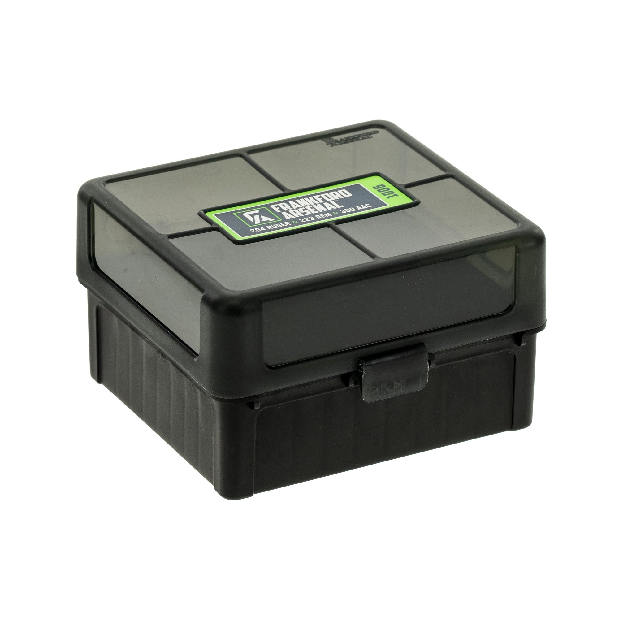 Frankford Arsenal Hinge-Top Ammo Box for 17, 222 & 223 Calibers - Durable Plastic Storage Solution