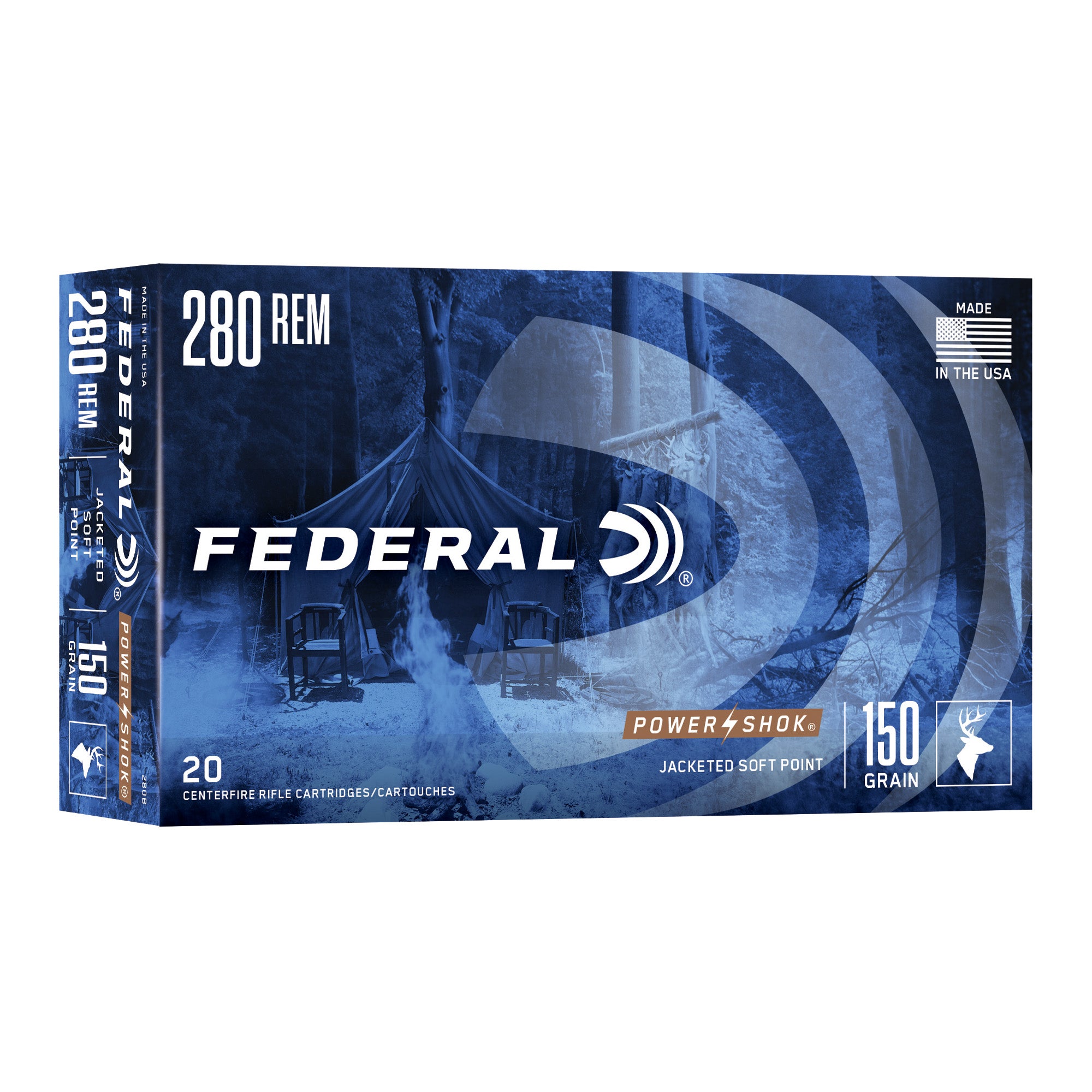 Federal PowerShok 280 Remington 150 Grain Solid Base Hunting Bullets (20 Pack)