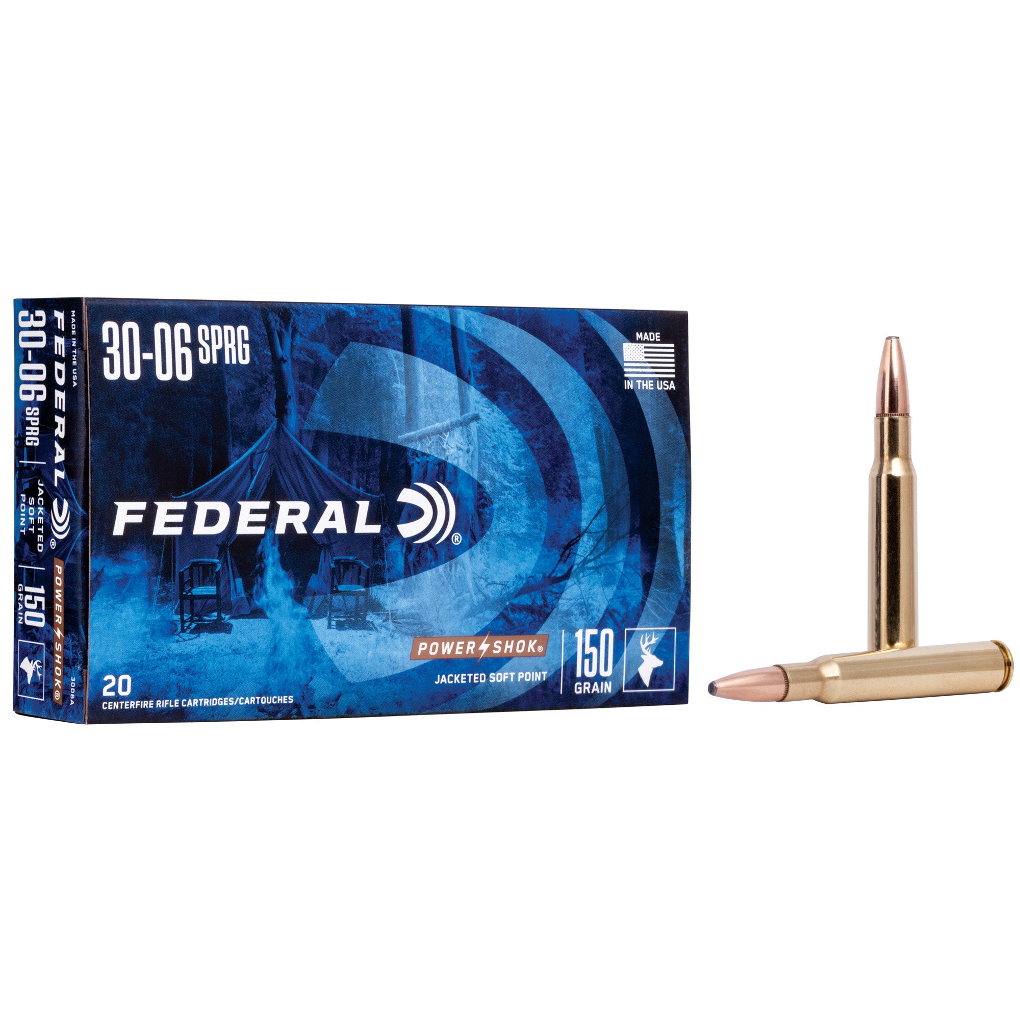 Federal PowerShok 3006A 150-Grain Solid Base Rifle Ammunition - 30-06 Springfield