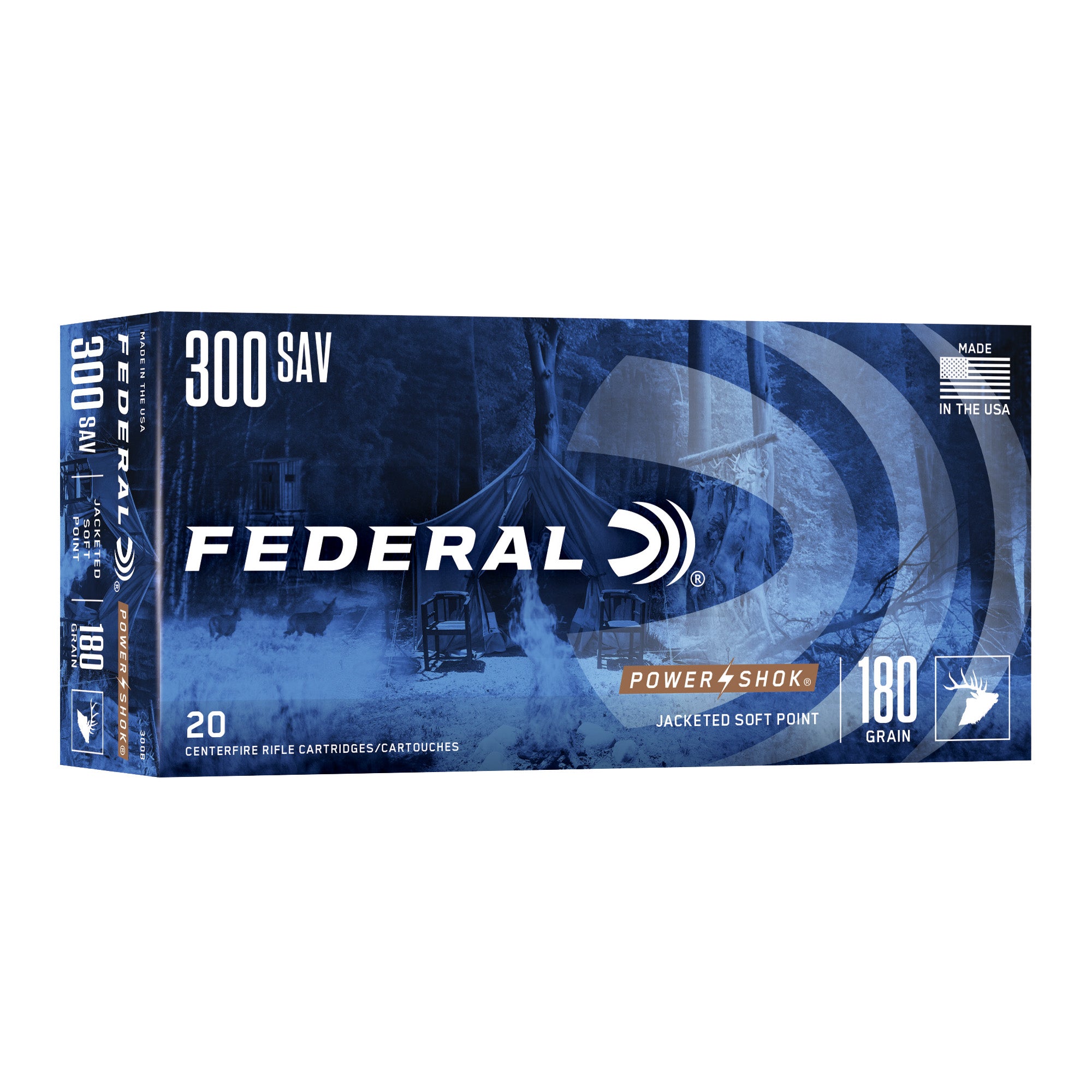 Federal PowerShok 300 Savage 180 Grain Solid Base Hunting Bullets (20 Count Box)