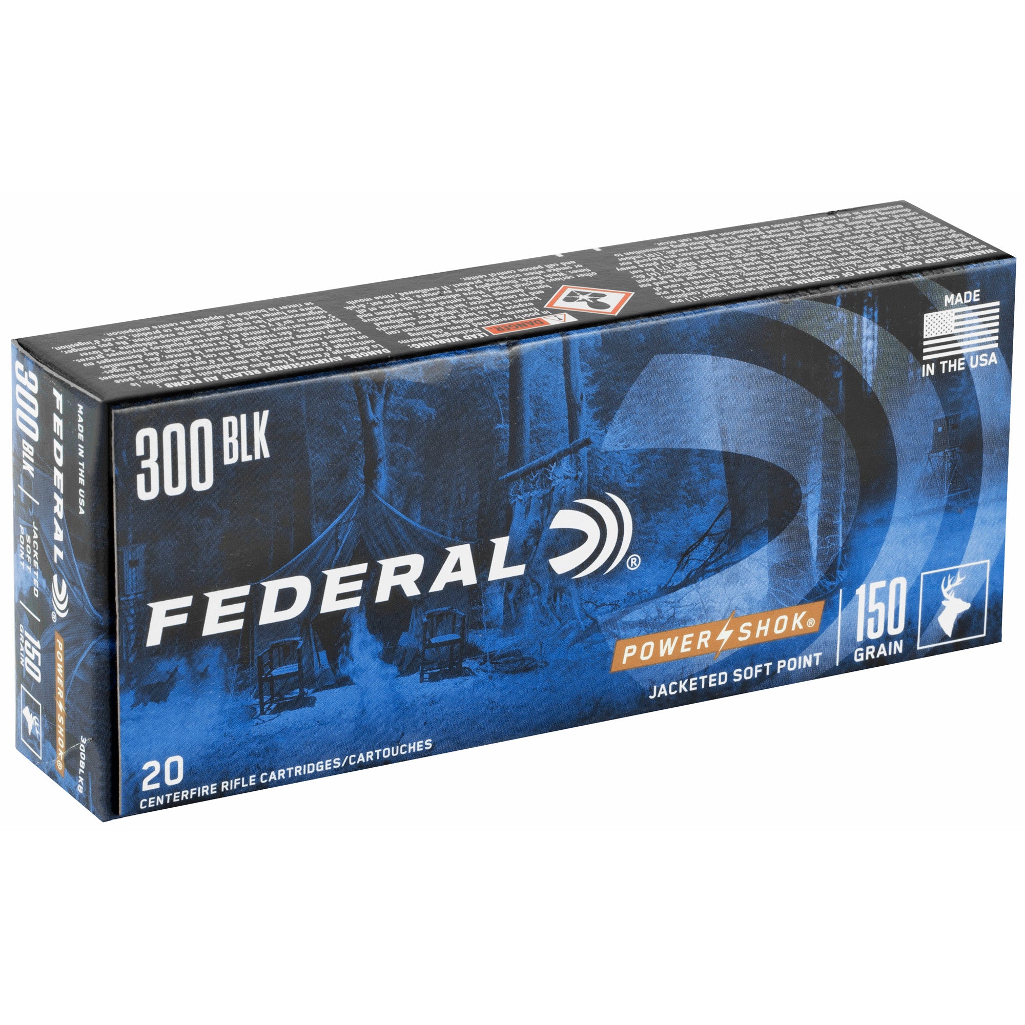 Federal PowerShok 300 Blackout 150 Grain Solid Base Rifle Ammunition (20 Rounds)