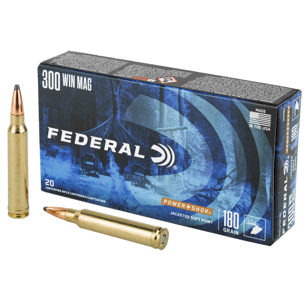 Federal PowerShok 300 Winchester Magnum 180 Grain Solid Base Hunting Bullets (20 Rounds per Box)