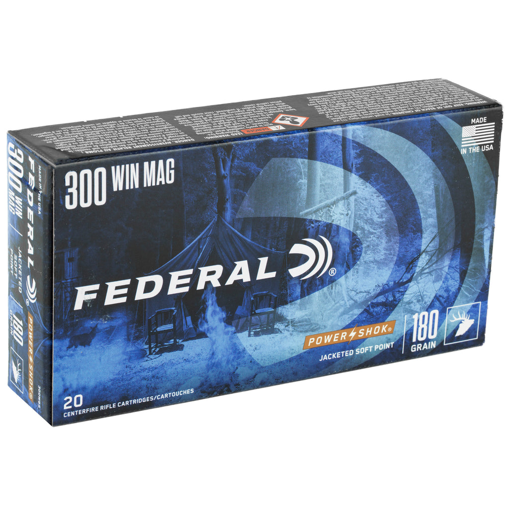 Federal PowerShok 300 Winchester Magnum 180 Grain Solid Base Hunting Bullets (20 Rounds per Box)