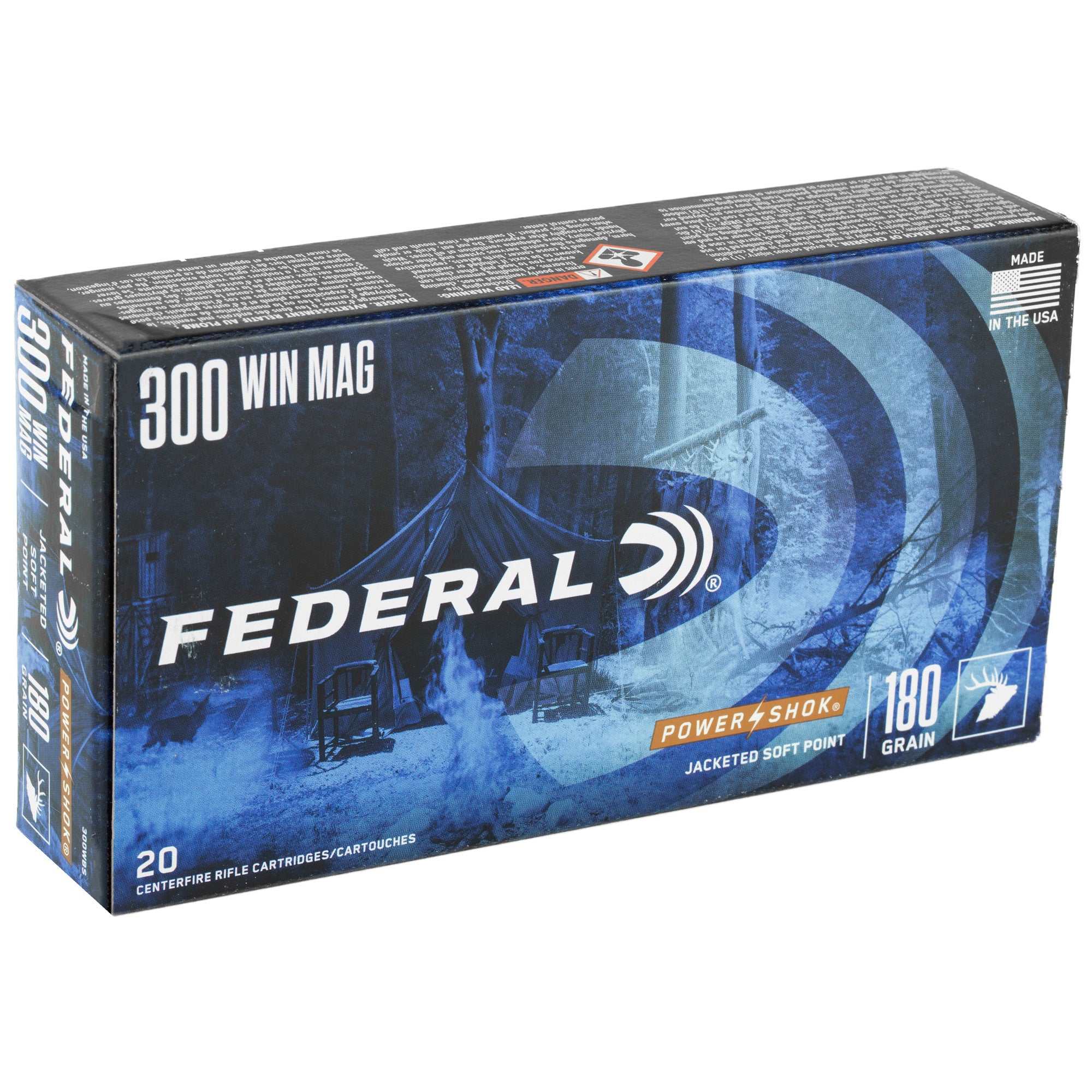 Federal PowerShok 300 Winchester Magnum 180 Grain Solid Base Hunting Bullets (20 Rounds per Box)